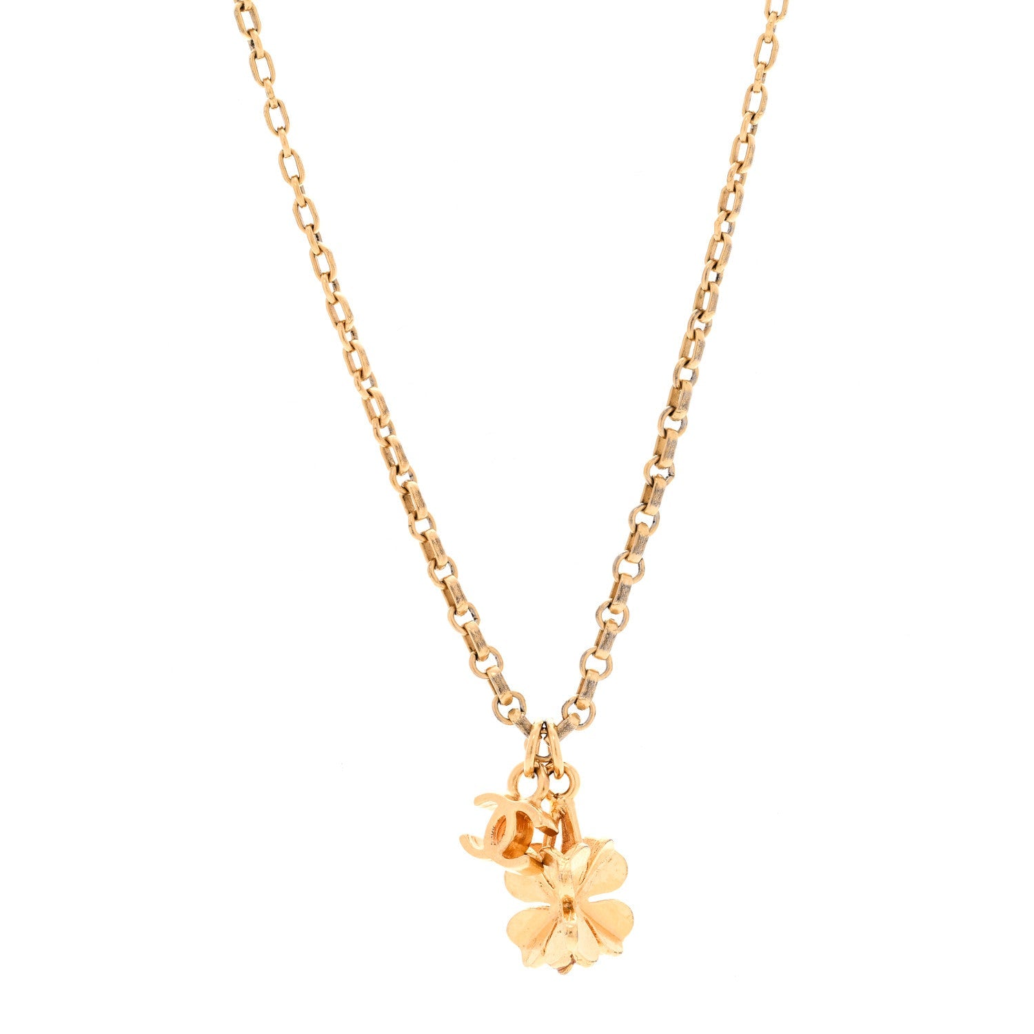 Metal CC Clover Necklace Gold