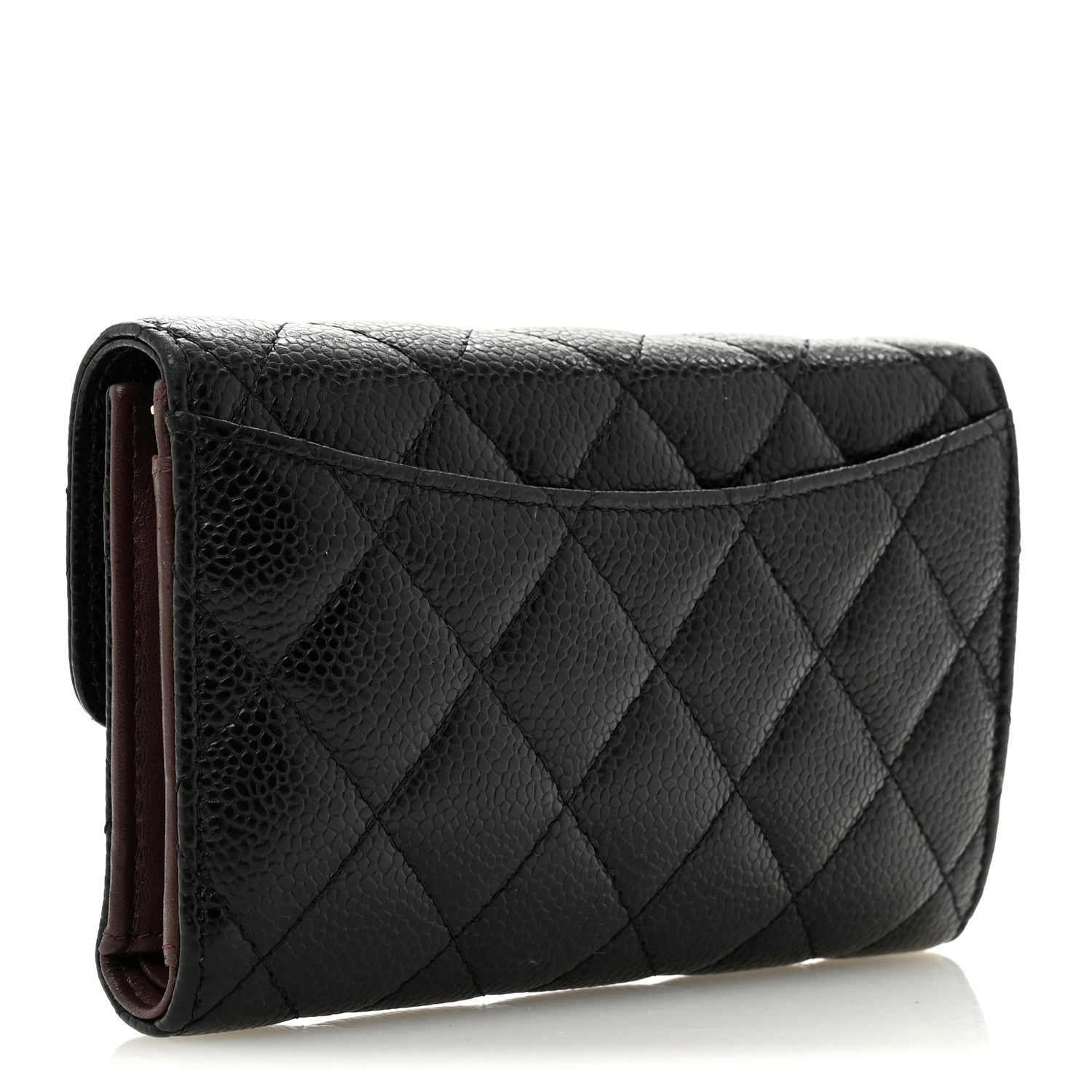 Caviar Quilted Medium Flap Wallet Black