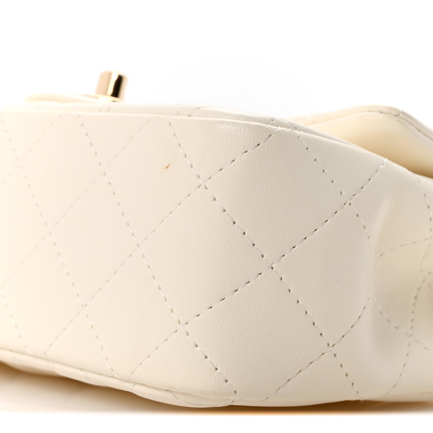 Lambskin Quilted Mini Rectangular Flap White