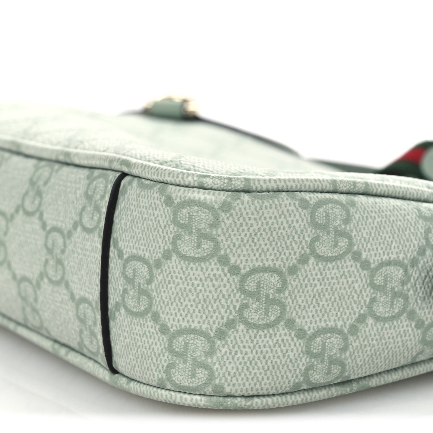 GG Supreme Monogram Textured Calfskin Small Emblem Shoulder Bag Sage Green