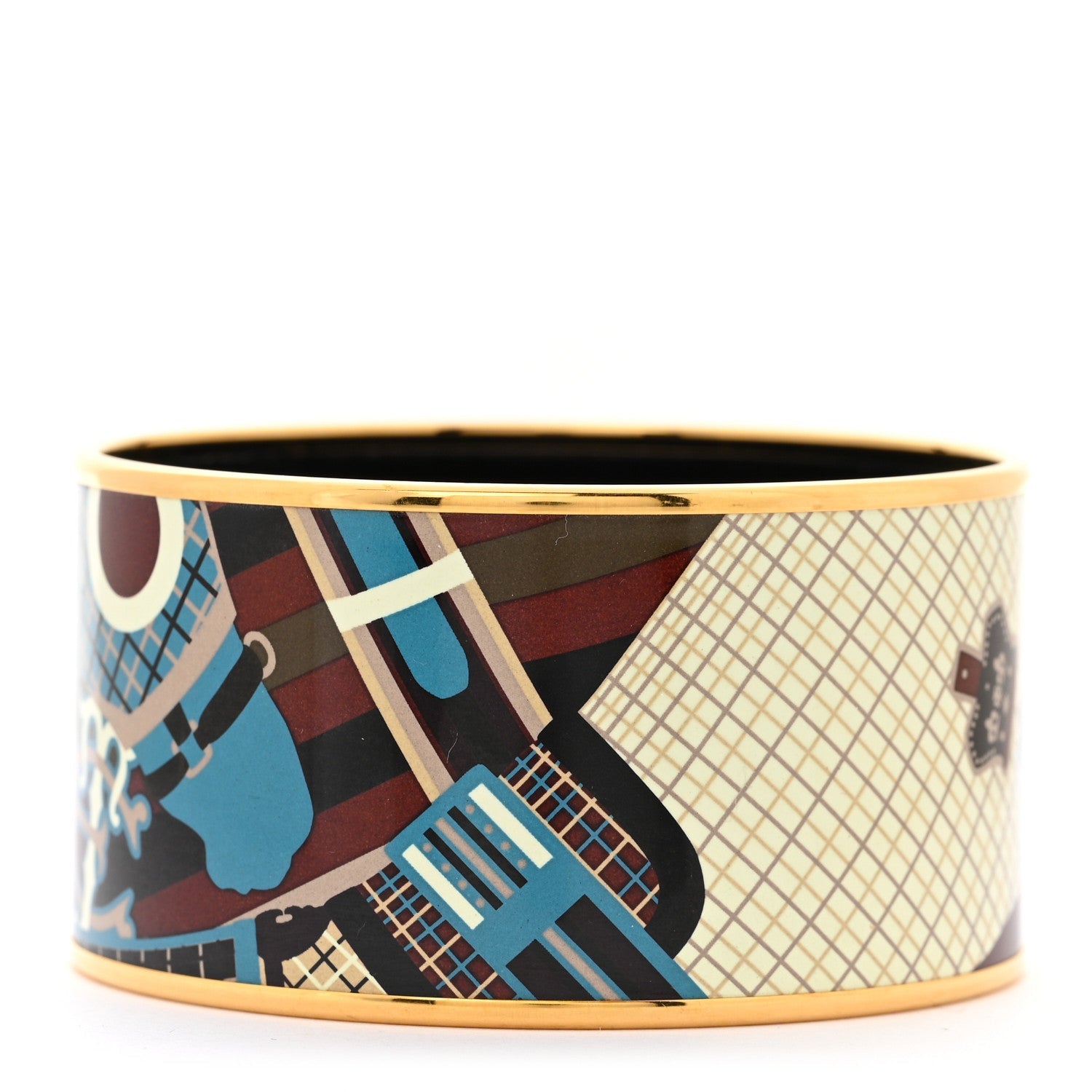 Enamel Printed Extra Wide Pour Sartir Bracelet 65 Bleu Marron