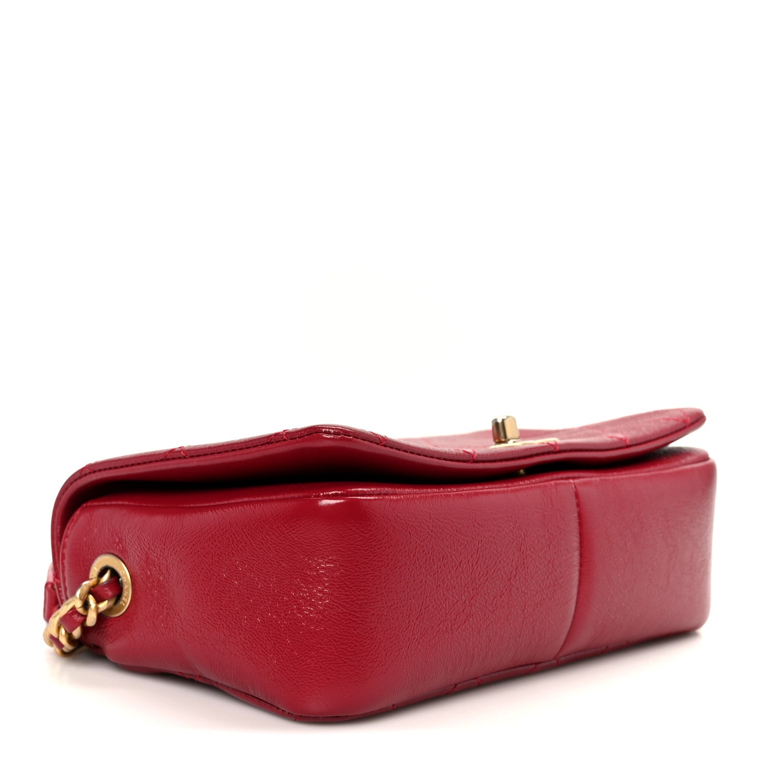 Shiny Lambskin Quilted Small Fashion Therapy Flap Bag Red