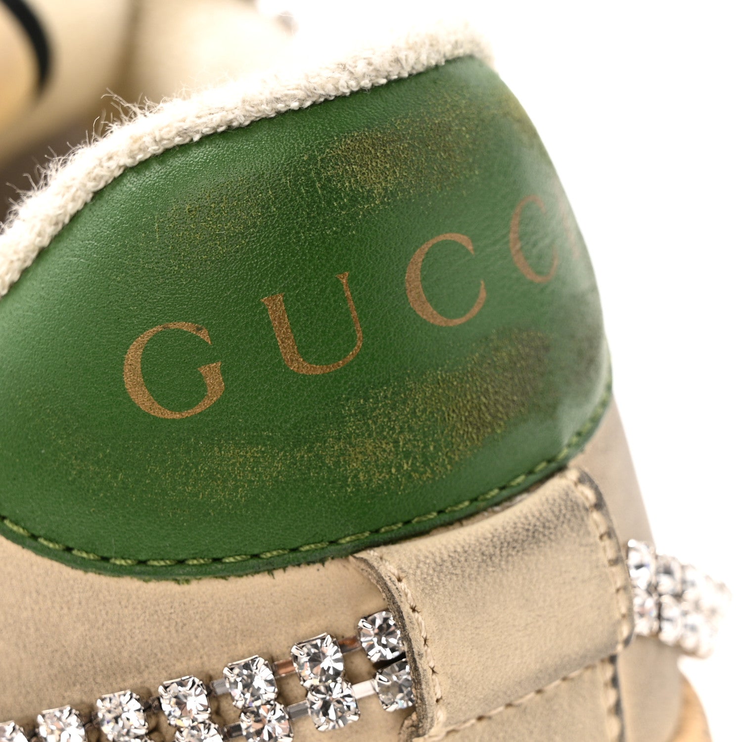 Nubuck Calfskin Web Removable Crystals Mens Screener Sneakers 7 Dusty Milk New Mystic White