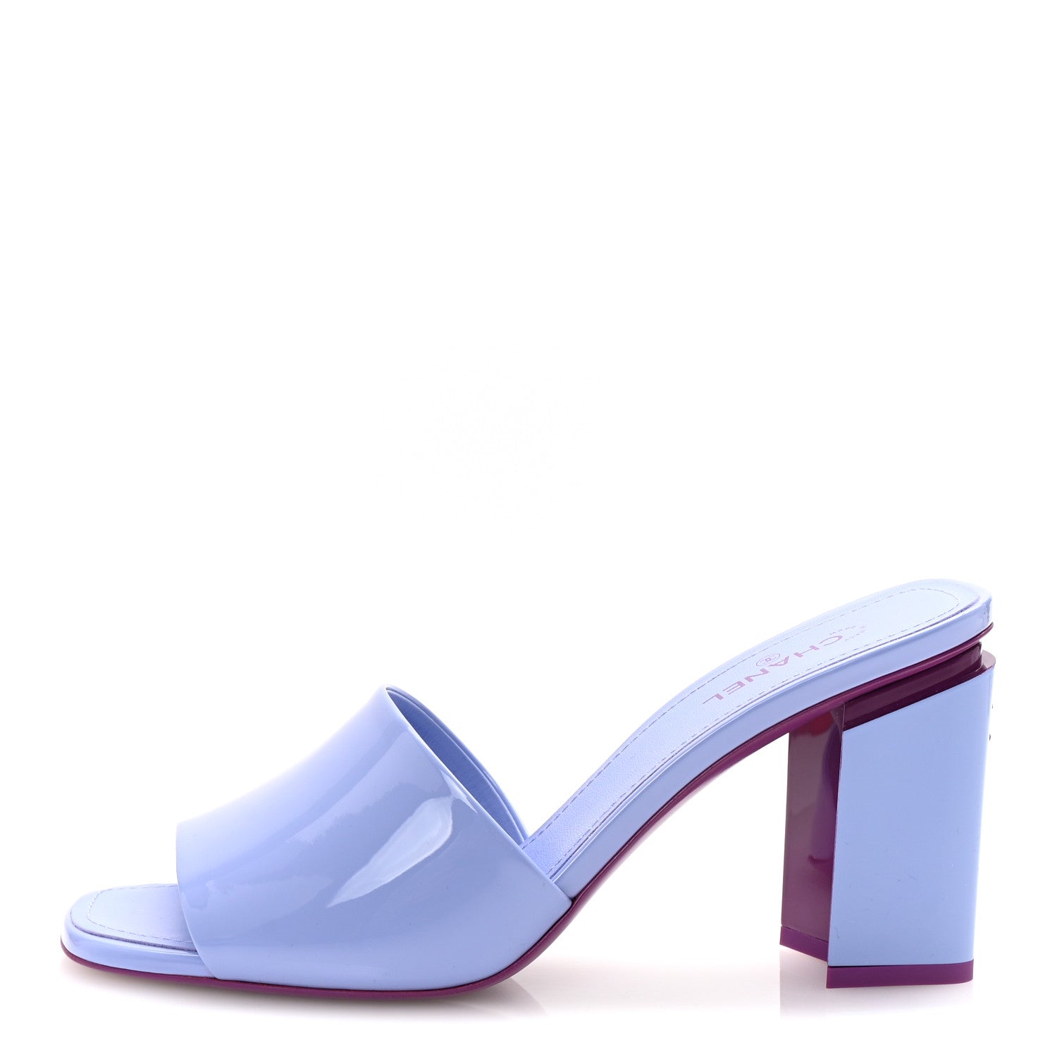 Patent Calfskin CC Mules 40 Light Purple Dark Purple