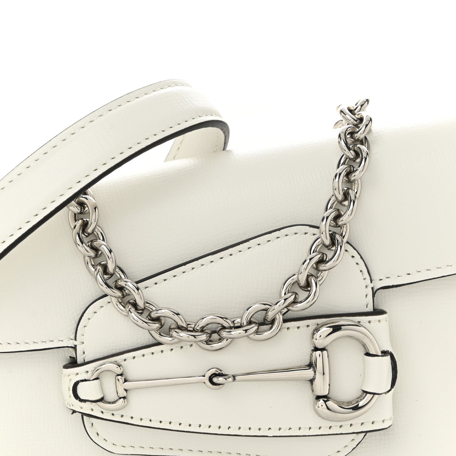 Calfskin Mini Horsebit 1955 Asymmetric Shoulder Bag Great White