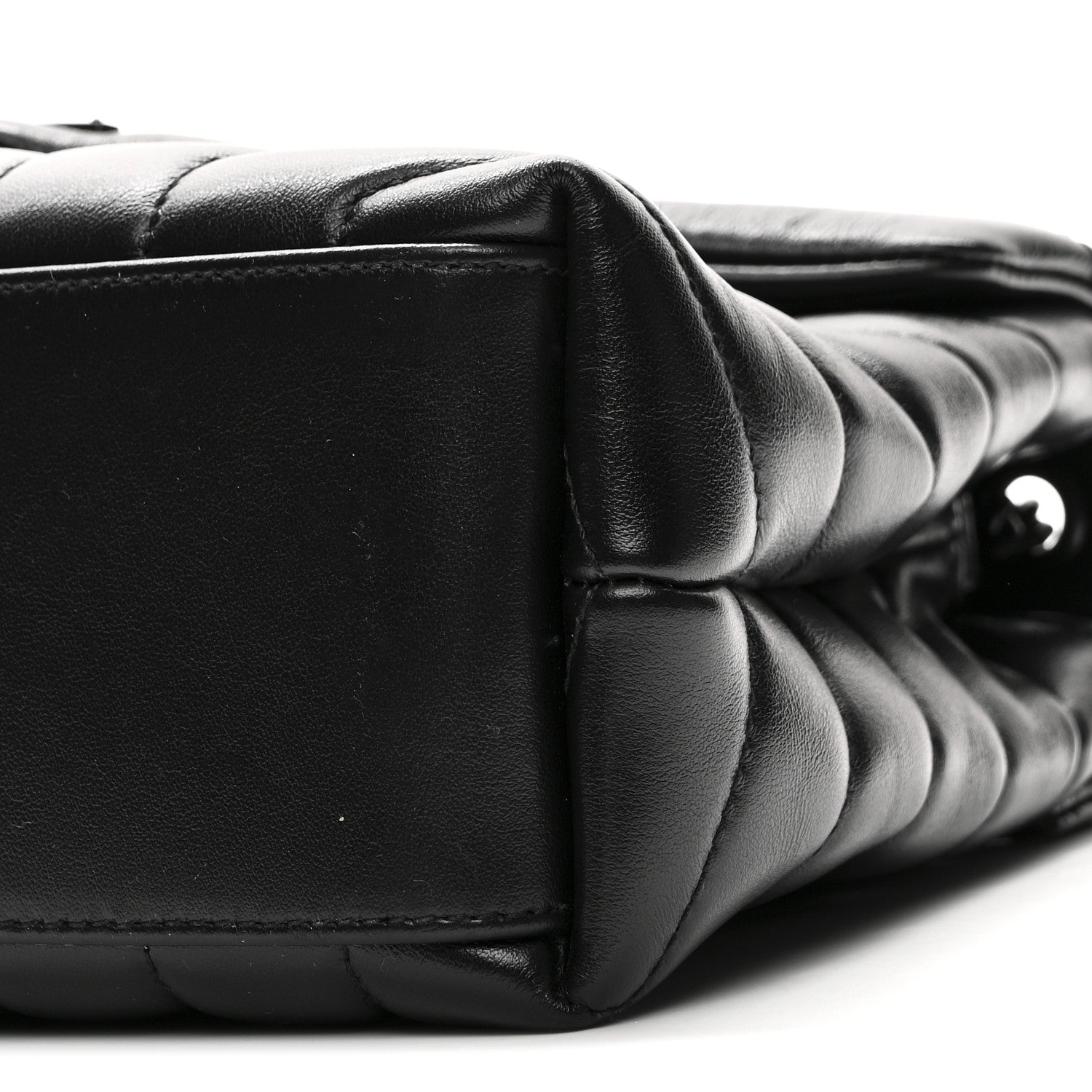 Calfskin Y Quilted Monogram Monochrome Small Loulou Chain Satchel Black
