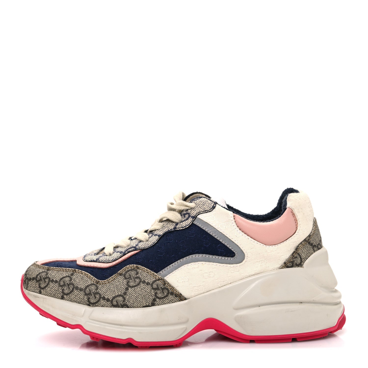 GG Supreme Monogram Mix Monogram Womens Rhyton Sneakers 35.5 London Blue Beige Pale Pink