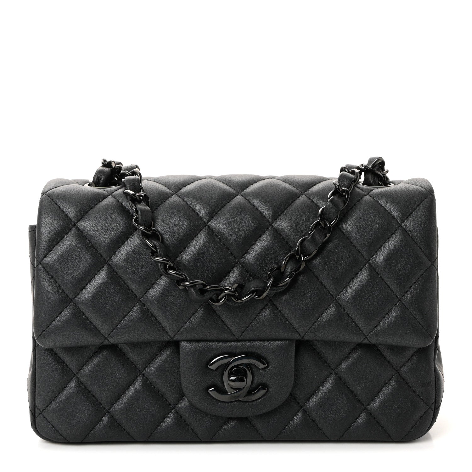 Lambskin Quilted Mini Rectangular Flap So Black