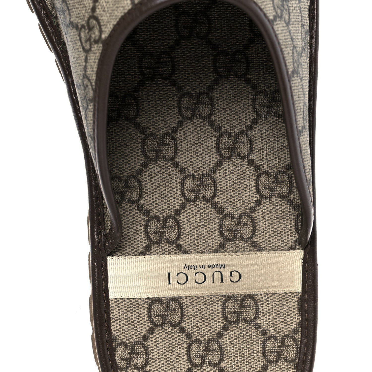 GG Supreme Monogram Miro Soft Calfskin Men's Horsebit Slippers 10 Beige Ebony New Acero
