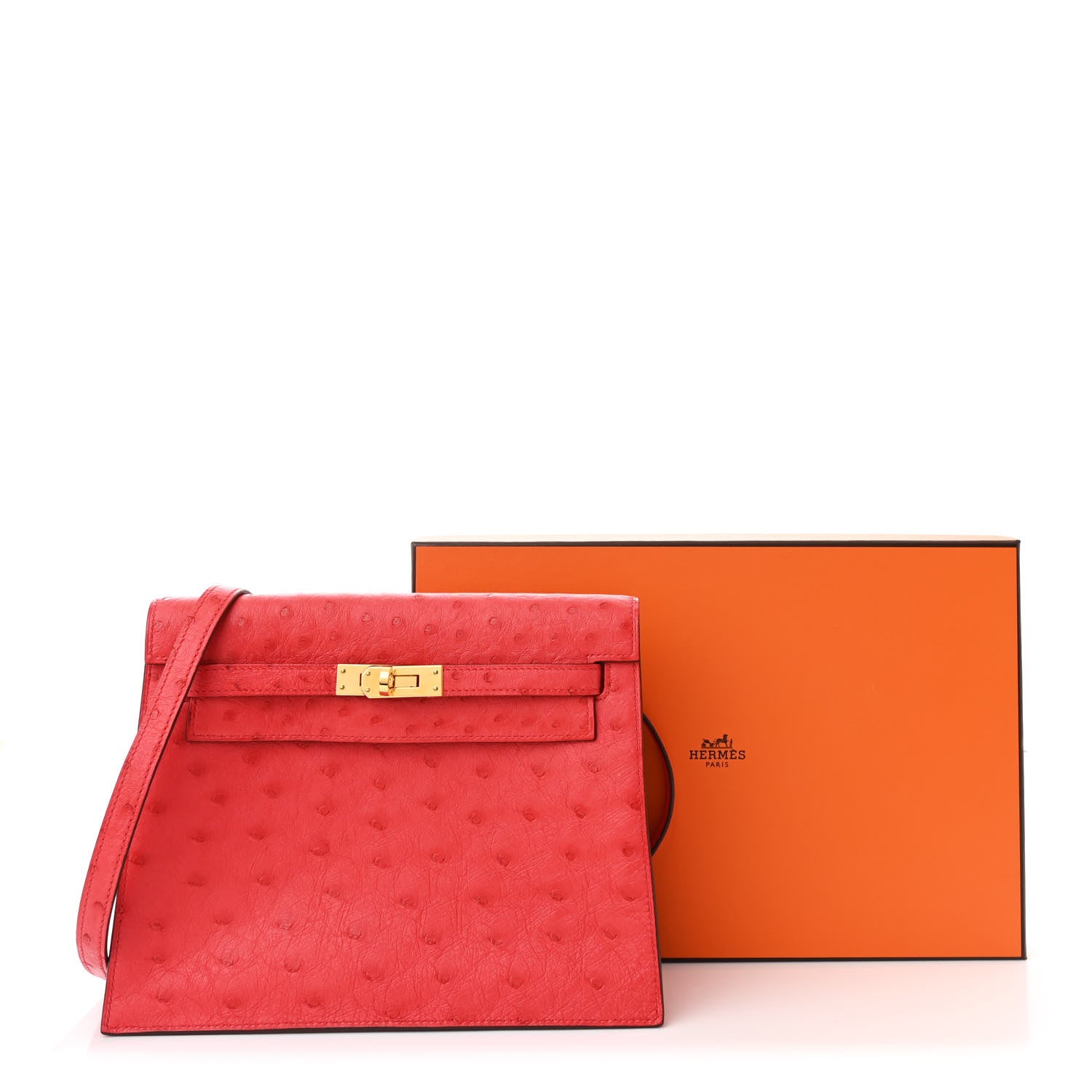 Ostrich Kelly Danse II Belt Bag Rouge Vif