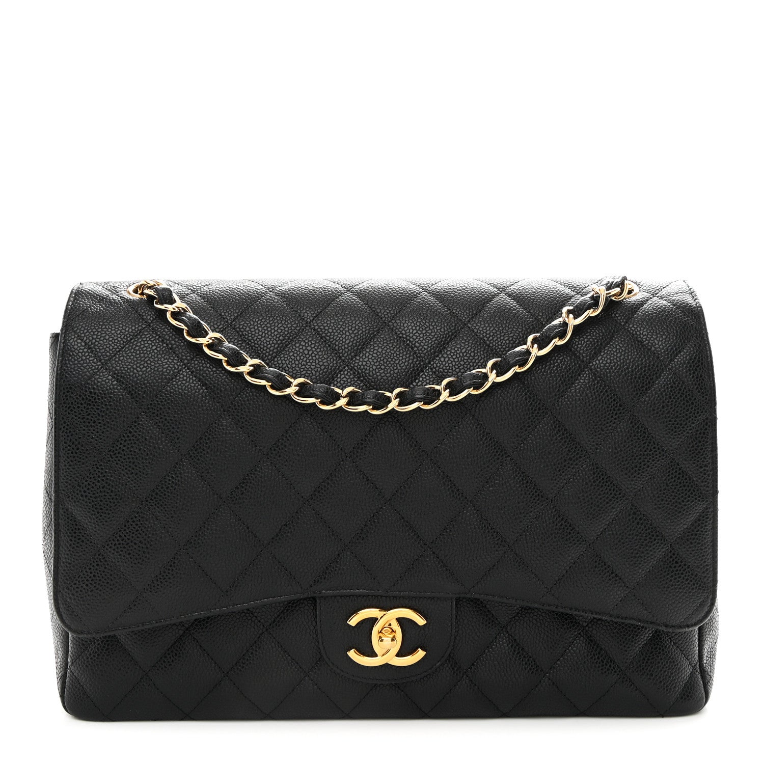Caviar Quilted Maxi Double Flap Black