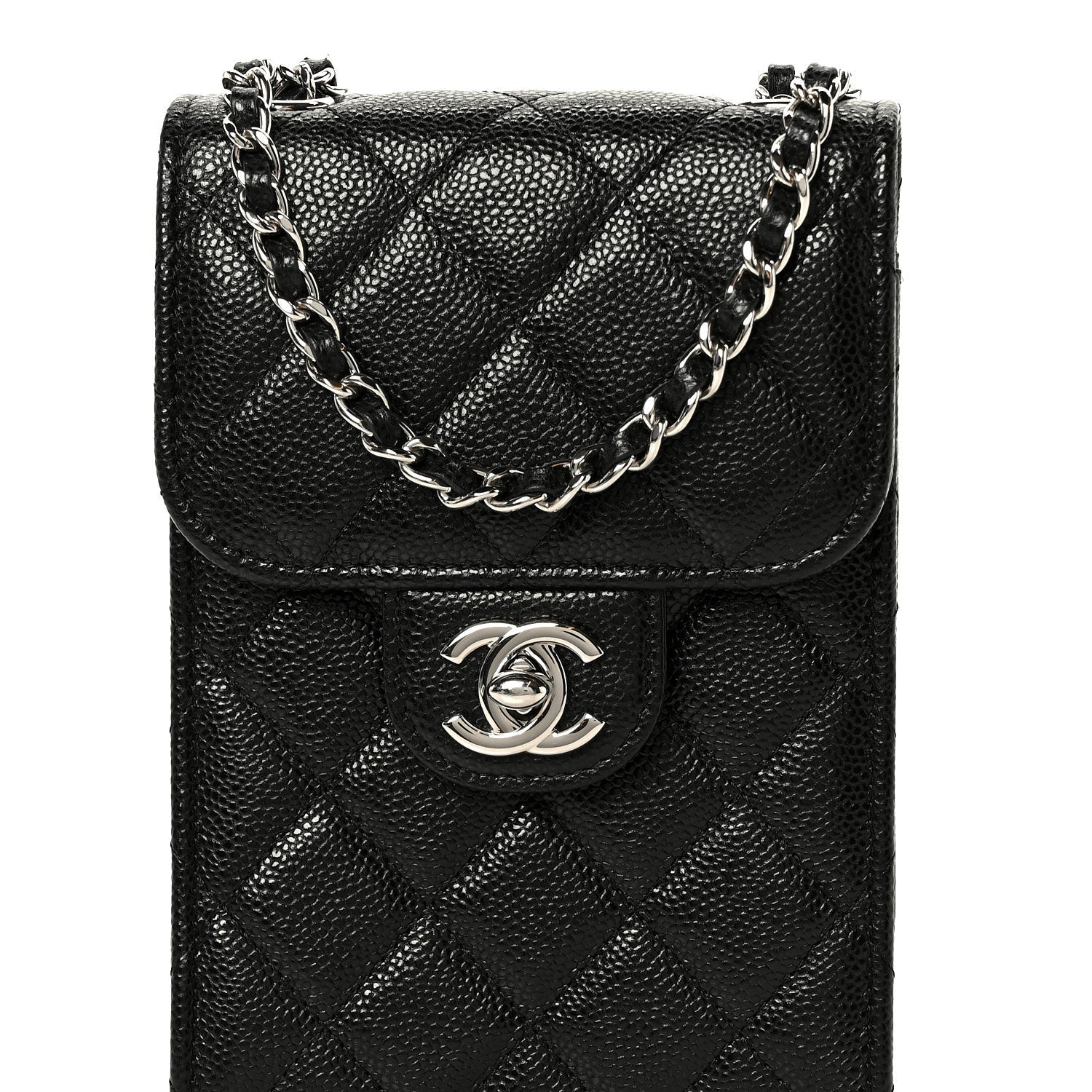 Caviar Quilted Classic Phone Holder Black