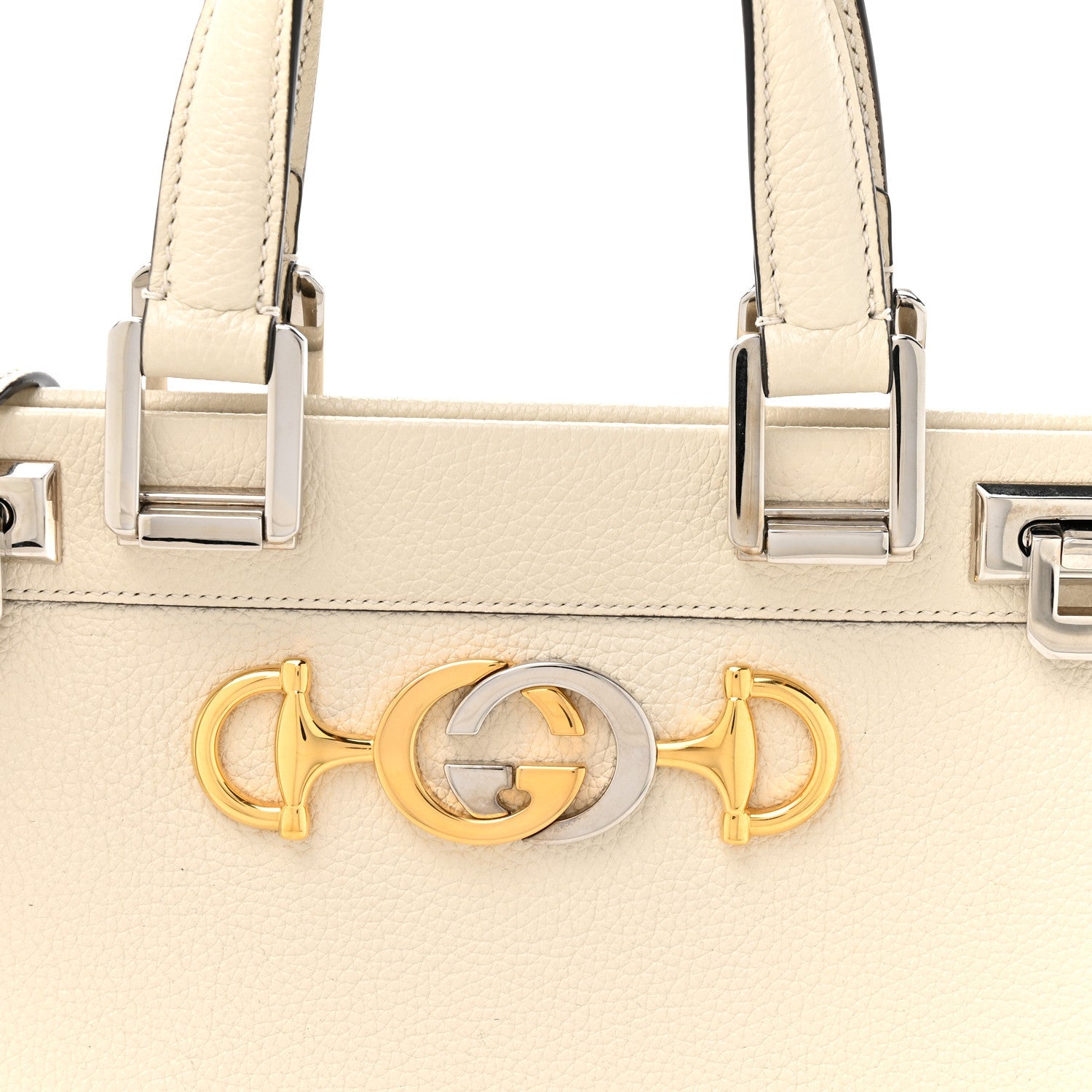 Grainy Calfskin Small Zumi Top Handle Bag Mystic White