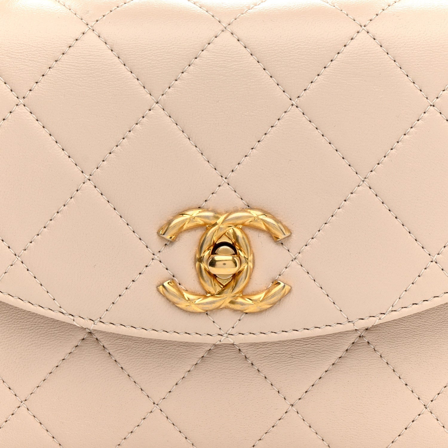 Lambskin Quilted Trendy Spirit Top Handle Flap Beige