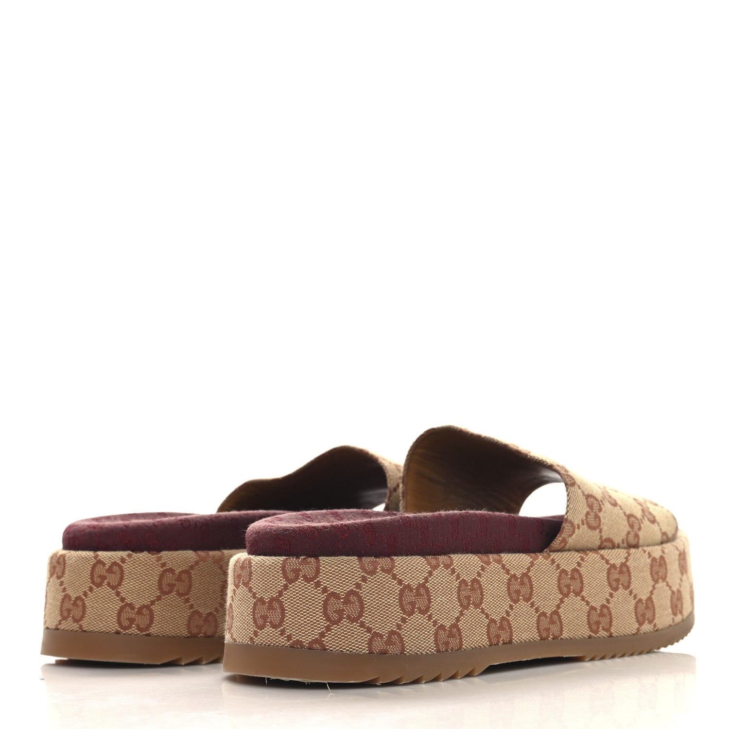 Canvas GG Monogram Angelina Platform Slide Sandals 40 Beige Ruggine