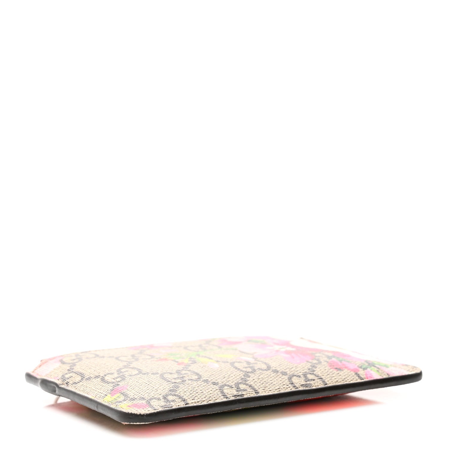 GG Supreme Monogram Blooms Key Ring Coin Case Beige Multicolor Dry Rose