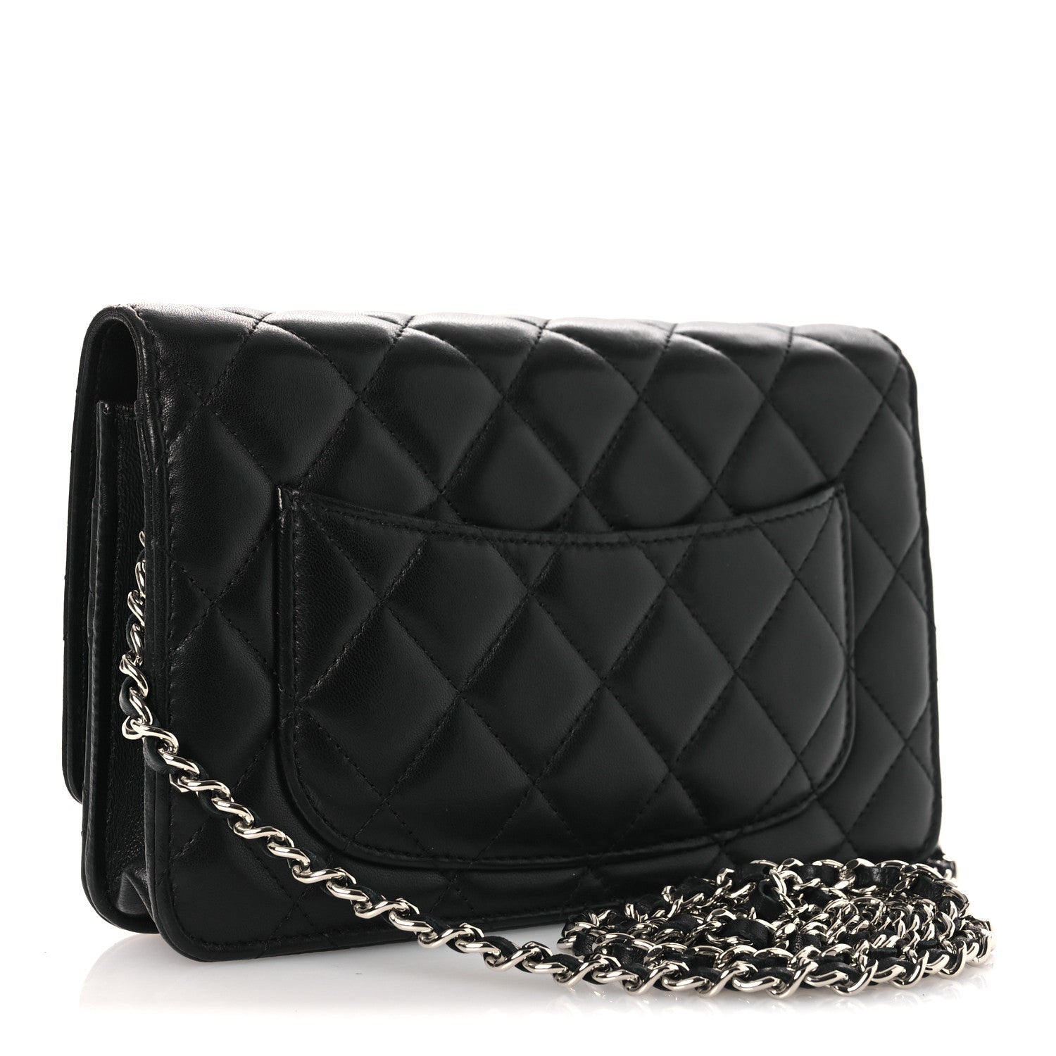 Lambskin Quilted Wallet On Chain WOC Black