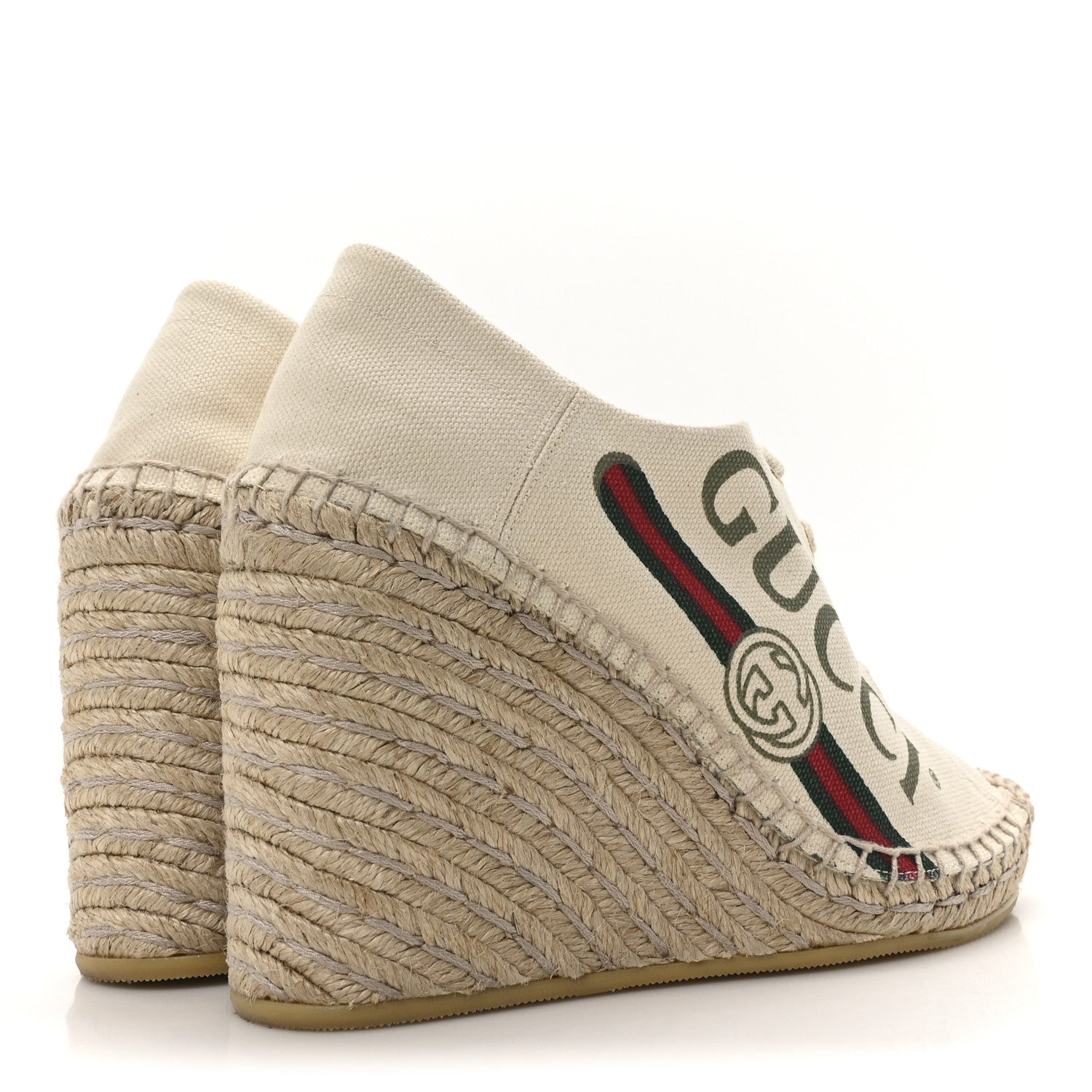 Canvas Logo Espadrille Wedge Sneakers 35 White