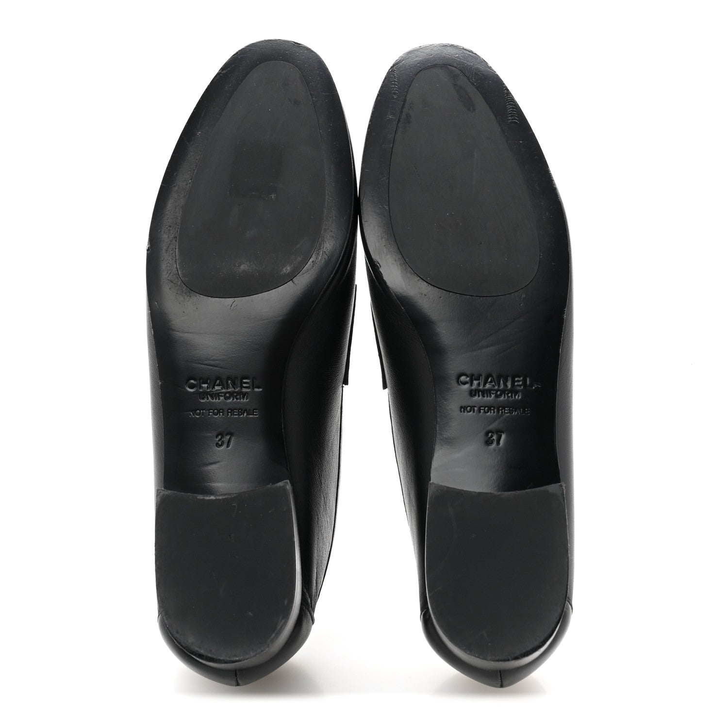 Calfskin Womens Stitched CC Loafers 37 Black