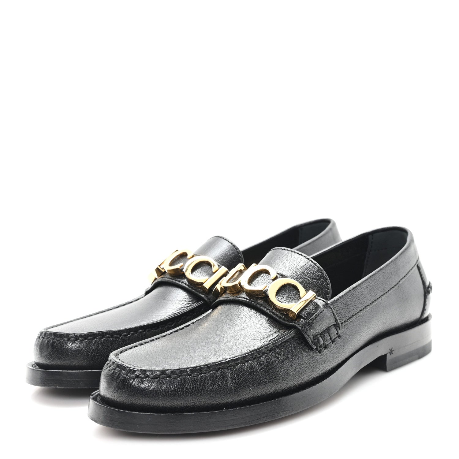 Goatskin Womens Logo 15mm Loafers 35.5 Black