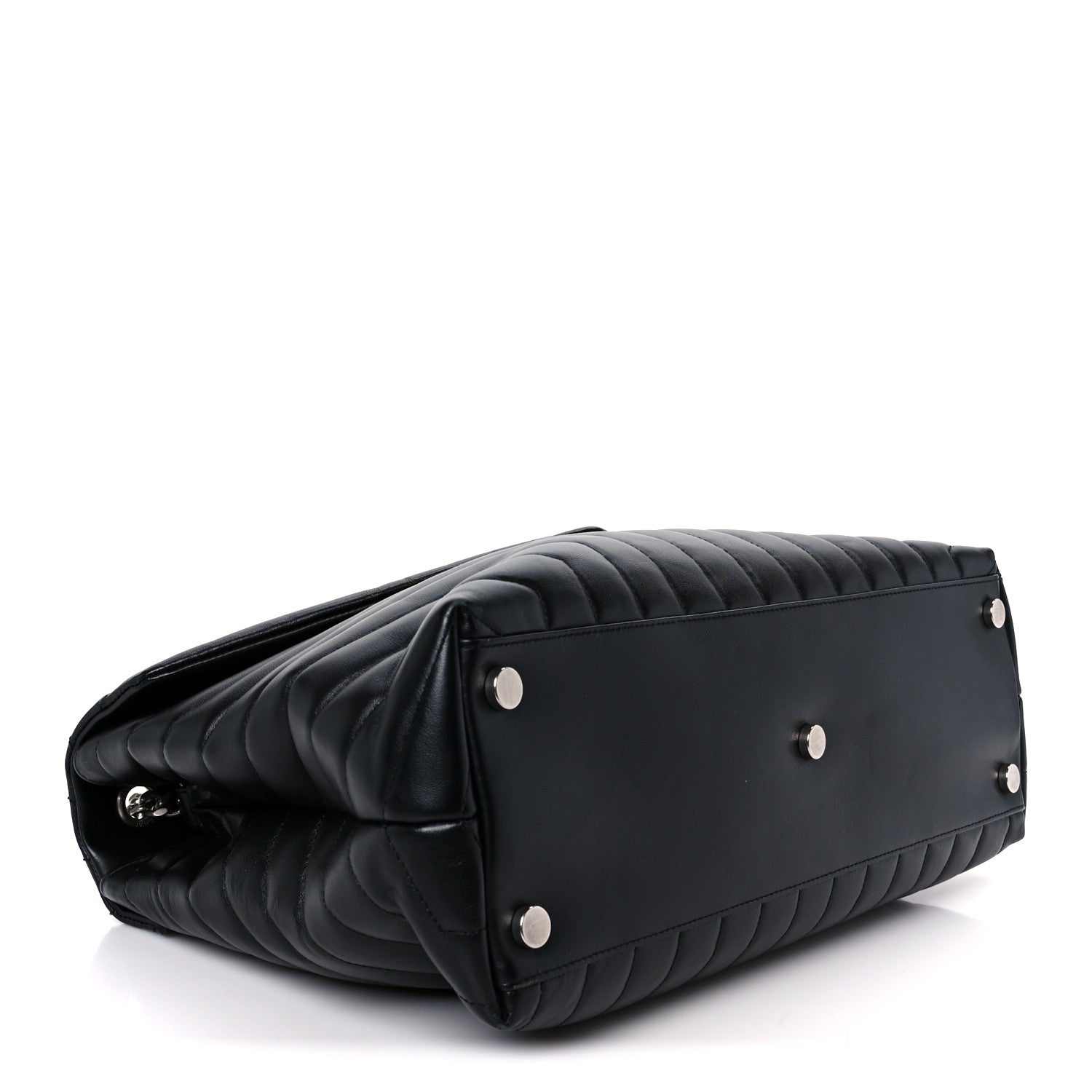 Calfskin Y Quilted Monogram Large Loulou Chain Satchel Black