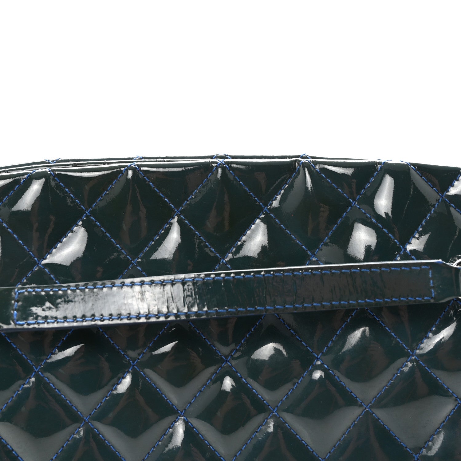 Patent Quilted Large Just Mademoiselle Bowling Bag Dark Blue