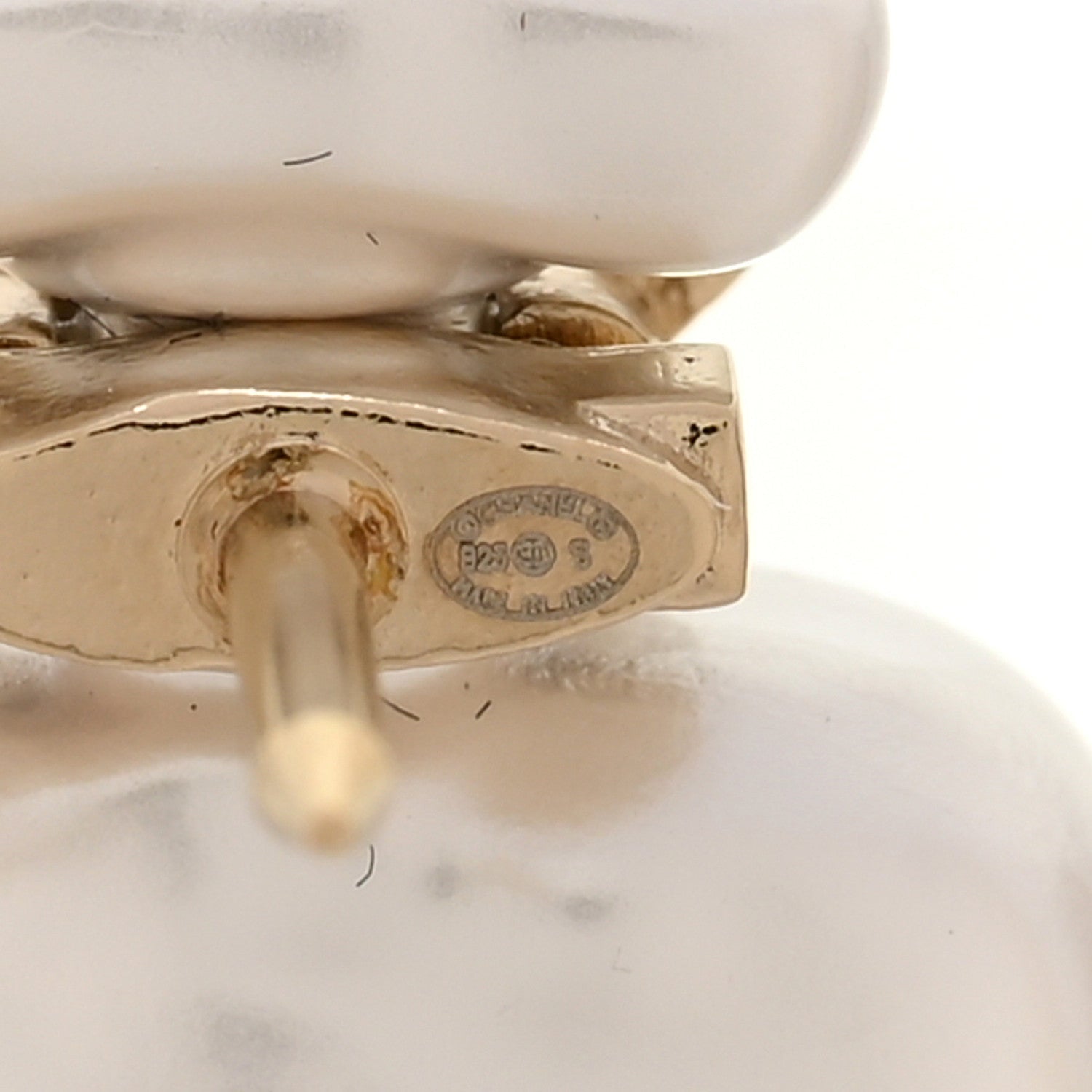 Pearl Resin Crystal CC Perfume Bottle Brooch Gold Pearly White