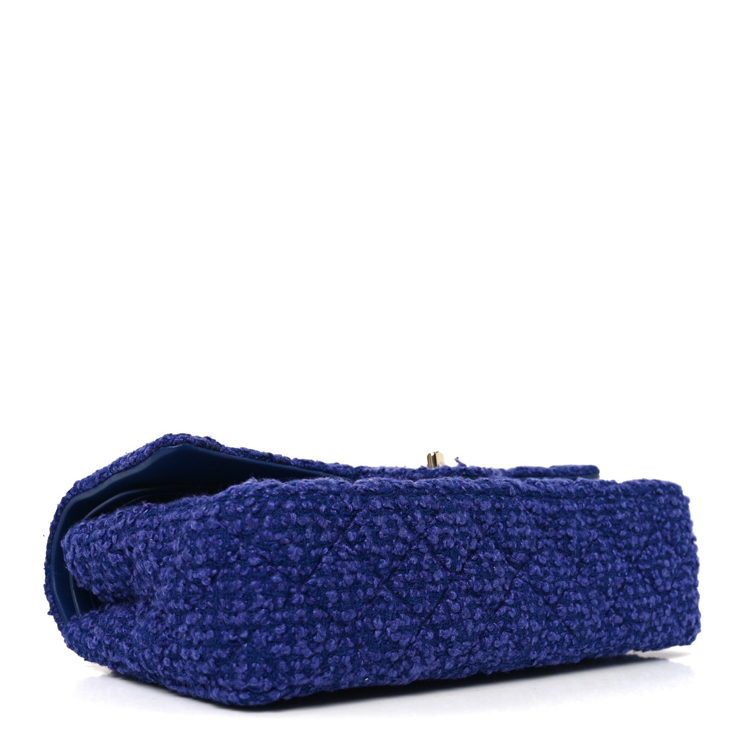 Tweed Quilted Medium Double Flap Blue