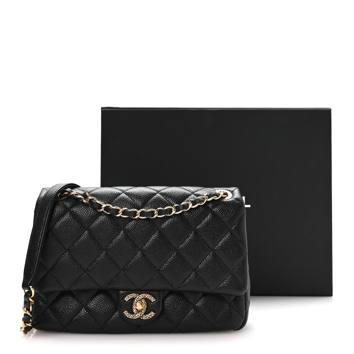 Grained Lambskin Quilted Small Flap Black