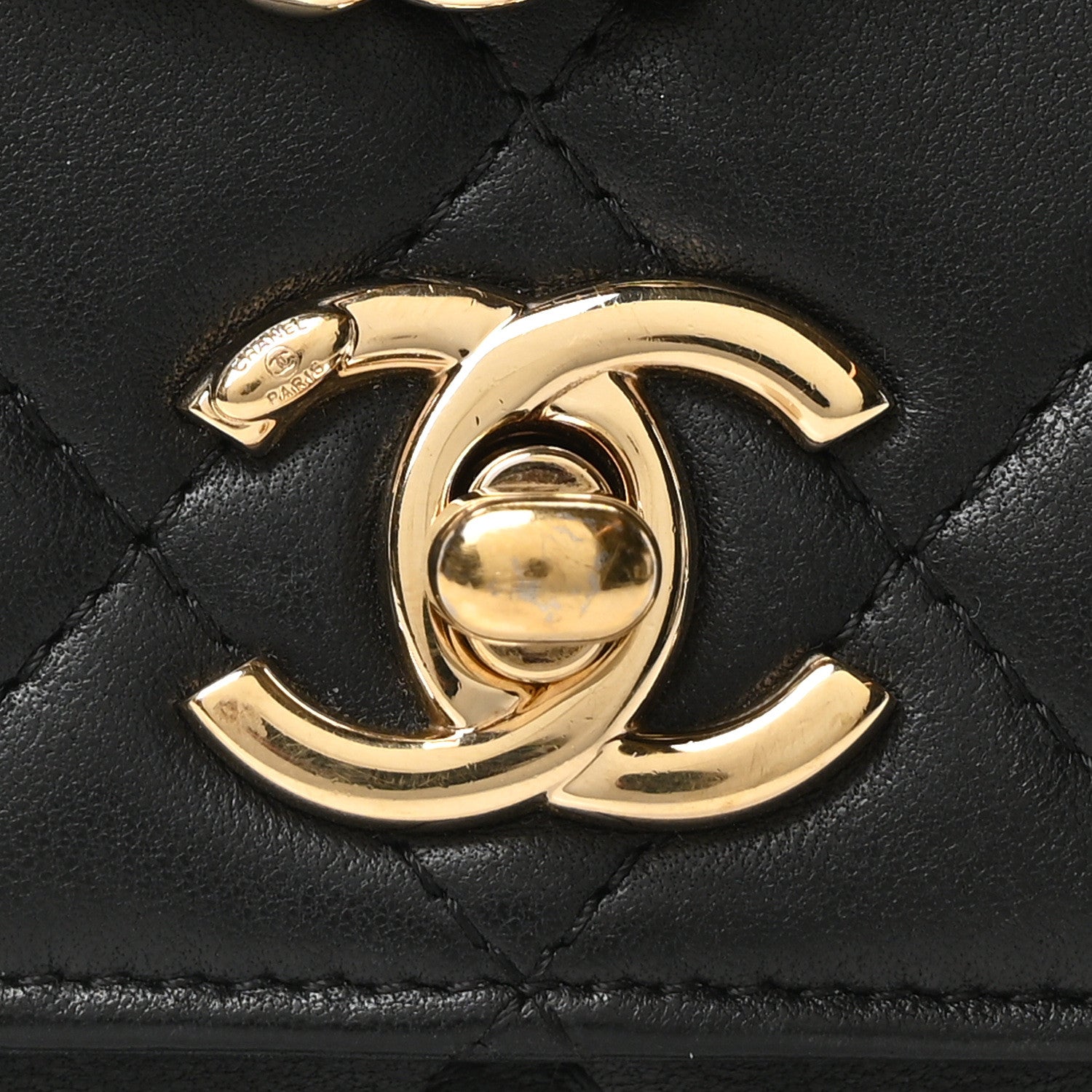 Lambskin Quilted Trendy CC Wallet On Chain WOC Black