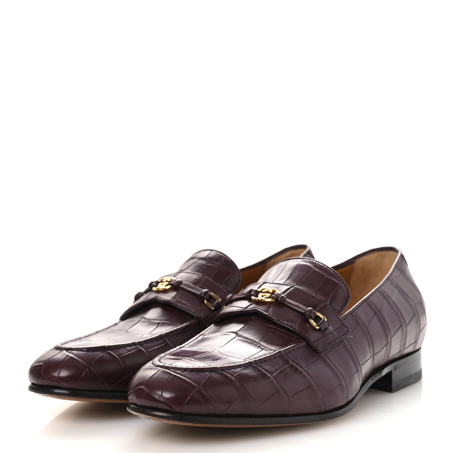 Alligator Interlocking G Mens Loafers 8 Bordeaux
