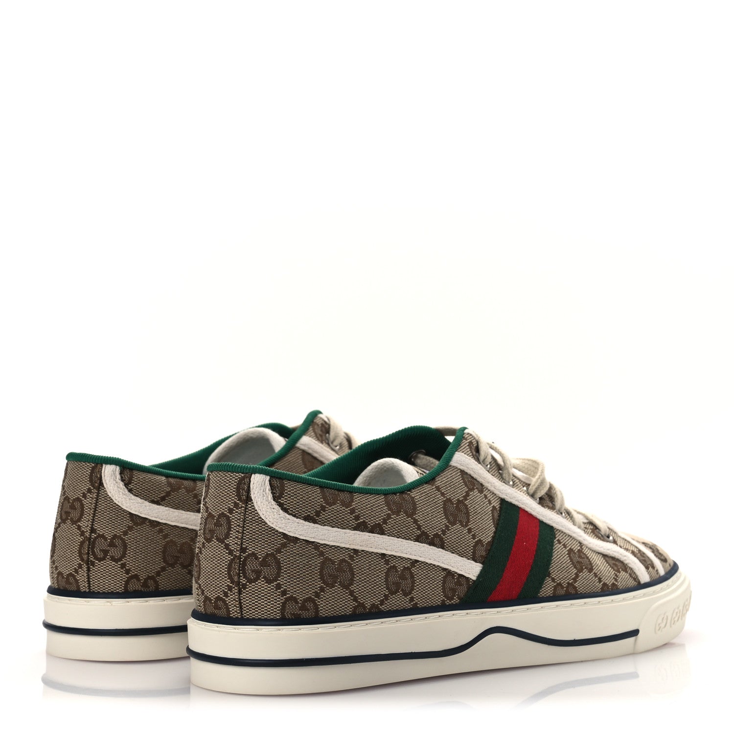 GG Monogram Web Mens 1977 Tennis Sneakers 8.5 Beige Ebony Mystic White Vert