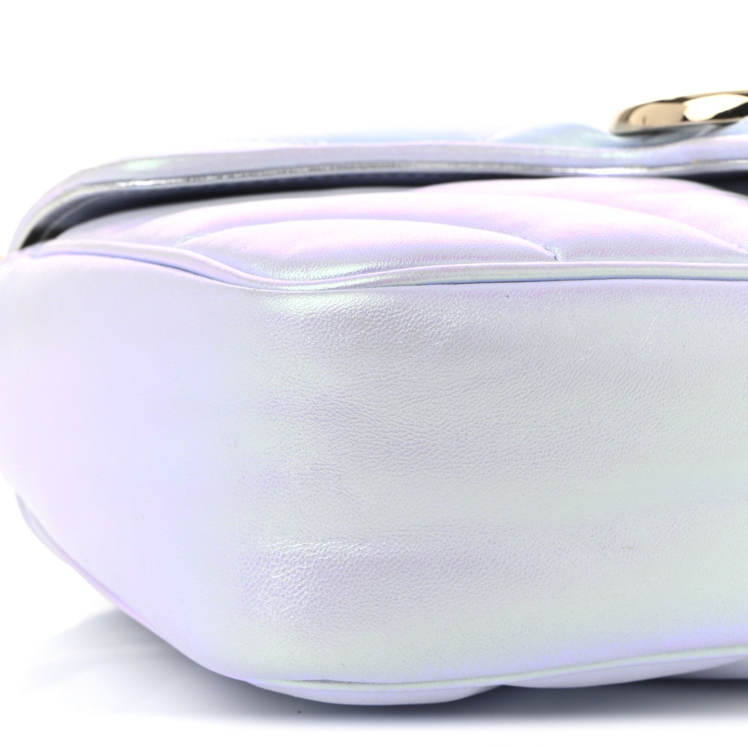 Iridescent Nappa Chevron Matelasse Small GG Marmont Shoulder Bag Snow Light Blue