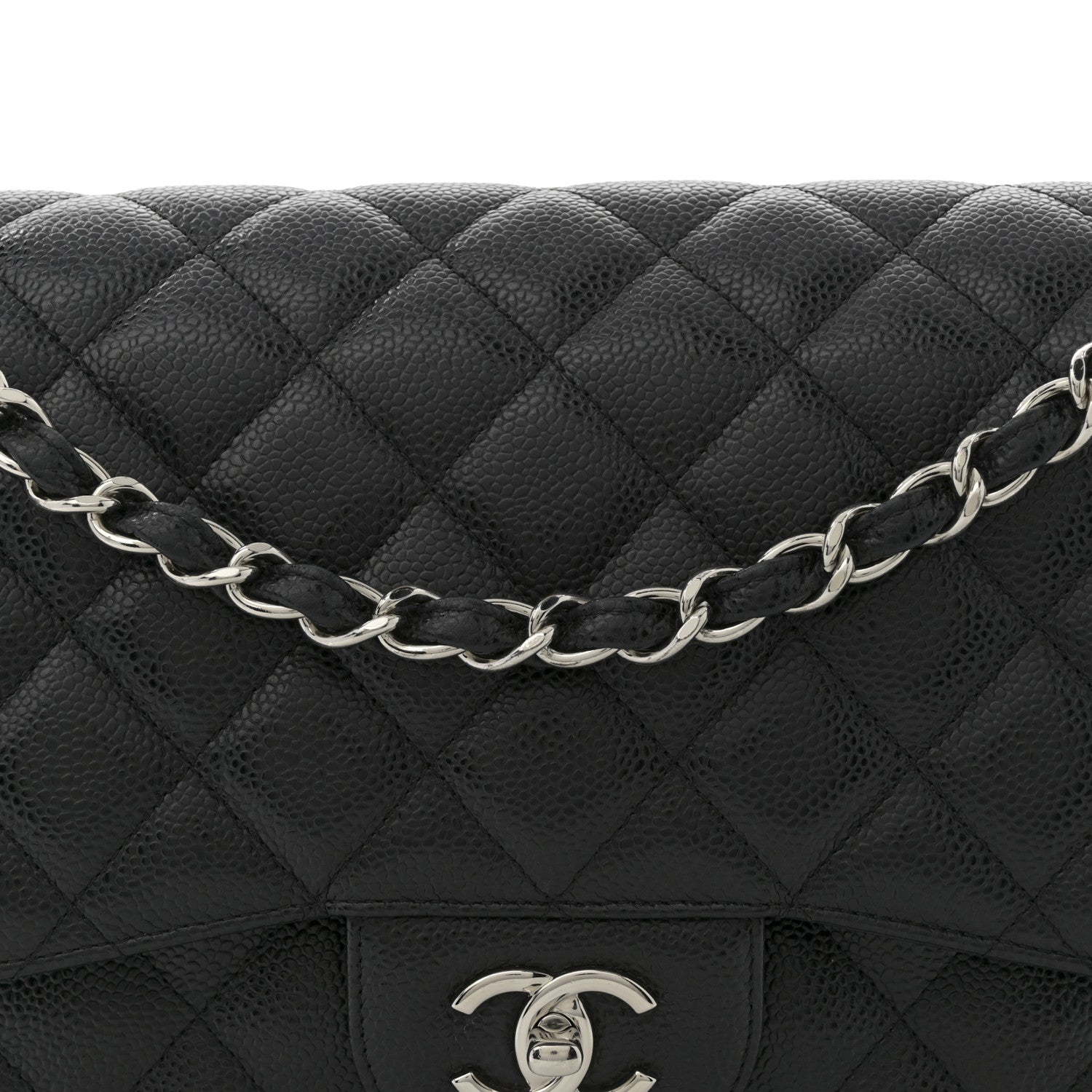 Caviar Quilted Jumbo Double Flap Black