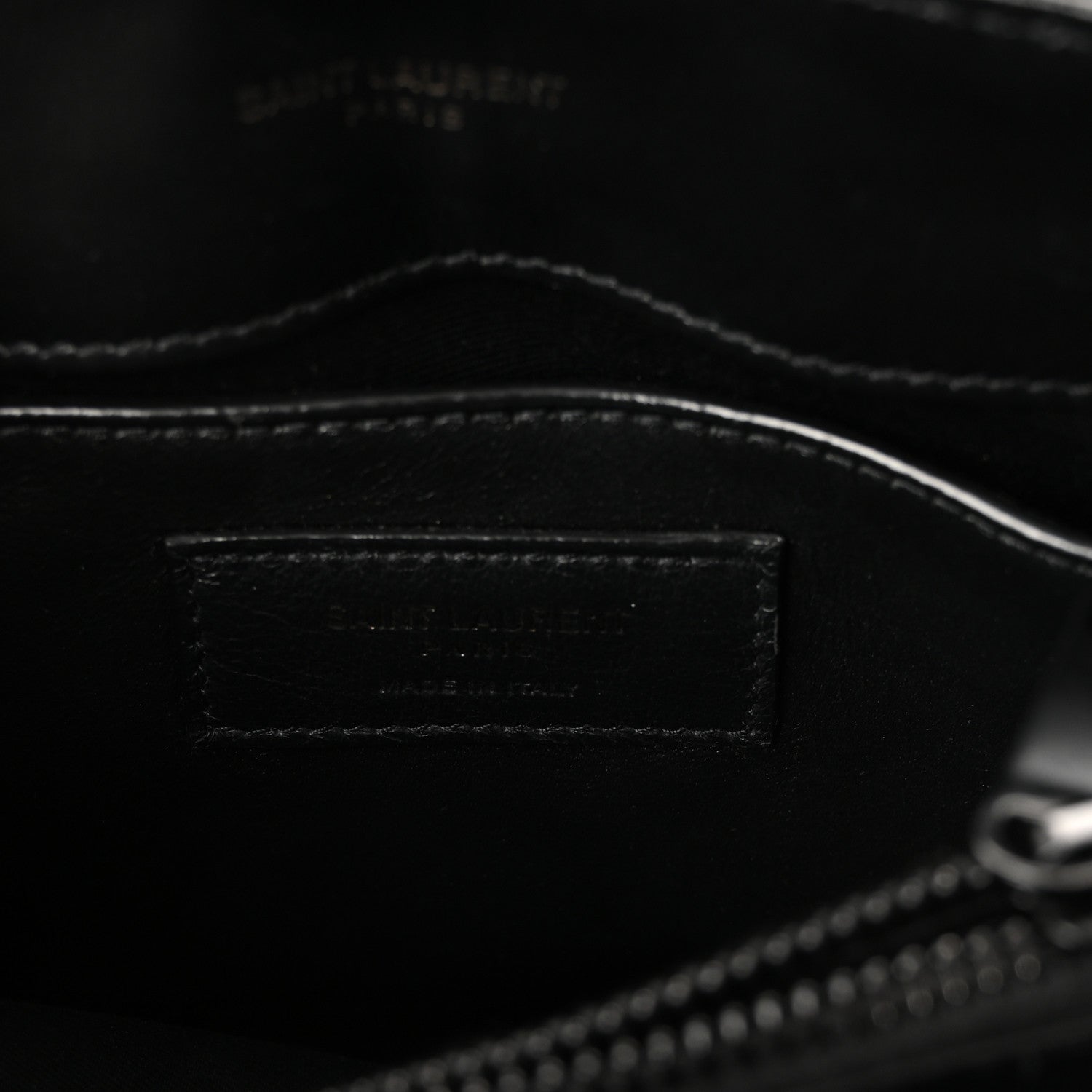 Calfskin Y Quilted Monogram Monochrome Small Loulou Chain Satchel Black