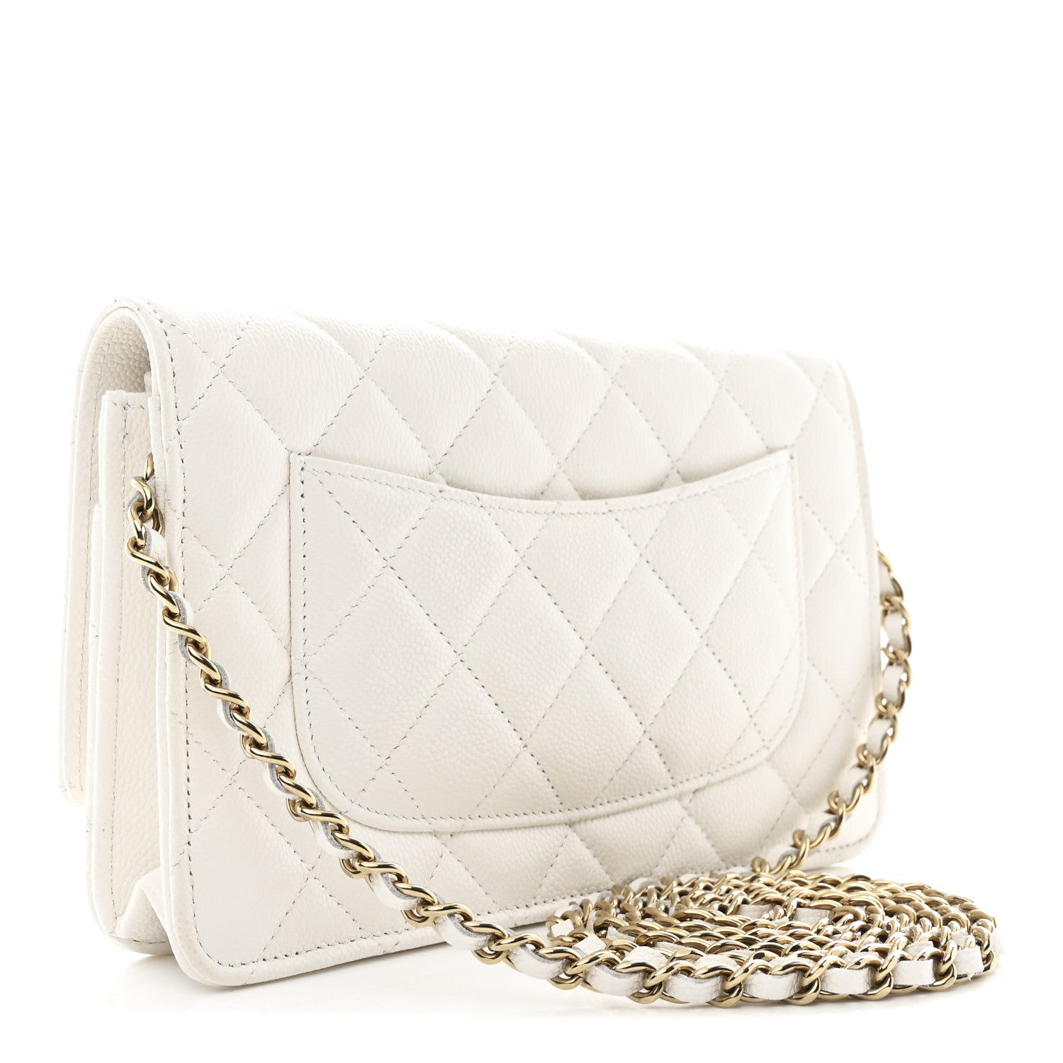Caviar Quilted Wallet On Chain WOC White