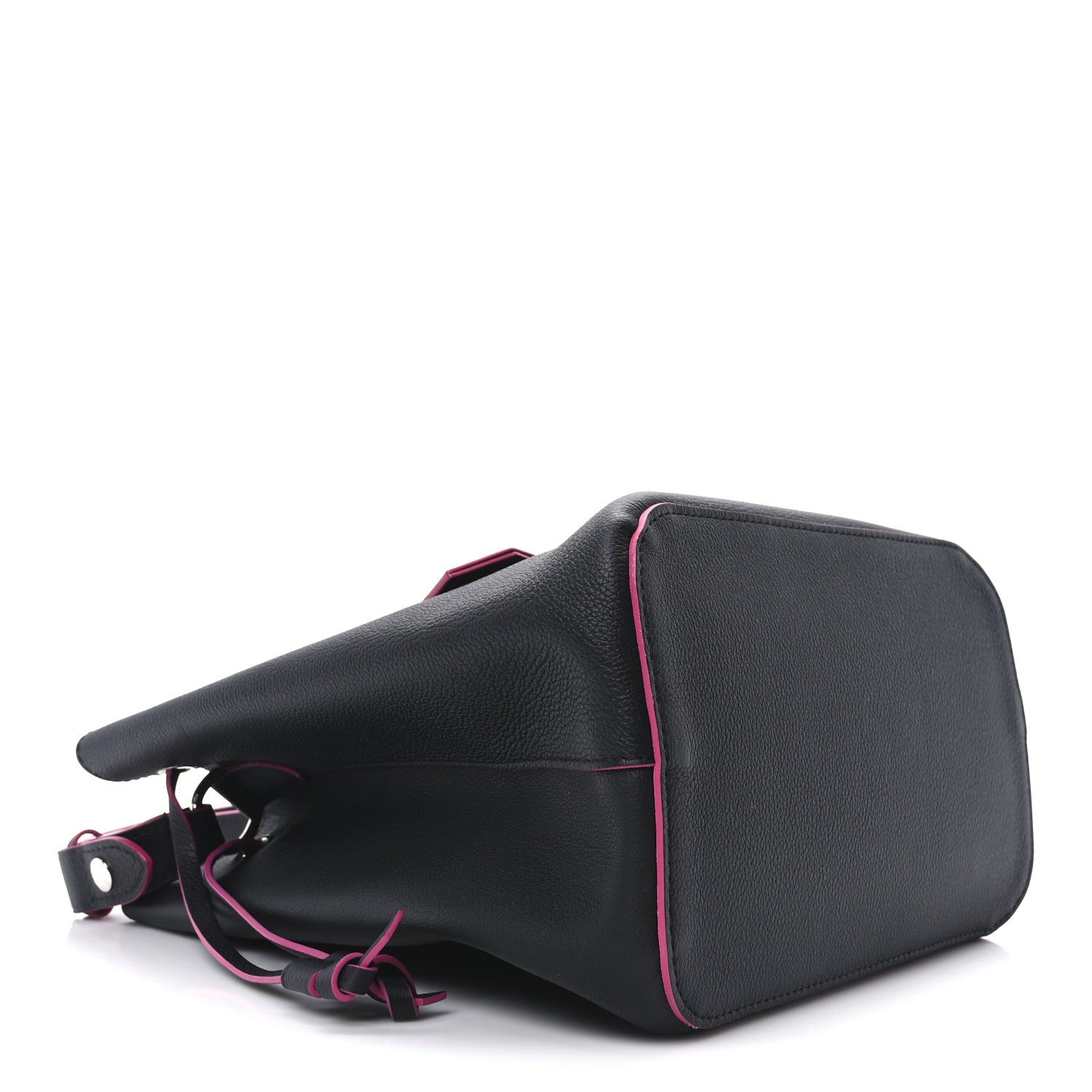 Calfskin Lockme Bucket Black