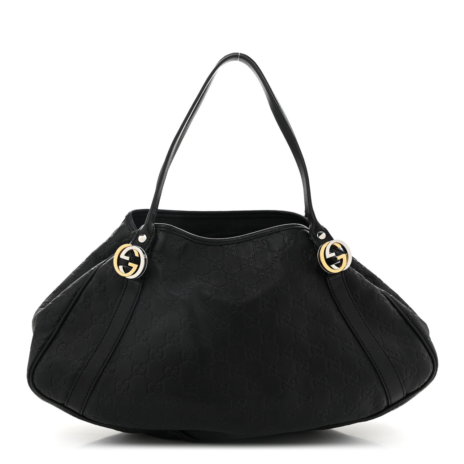 Guccissima Medium GG Twins Shoulder Bag Black