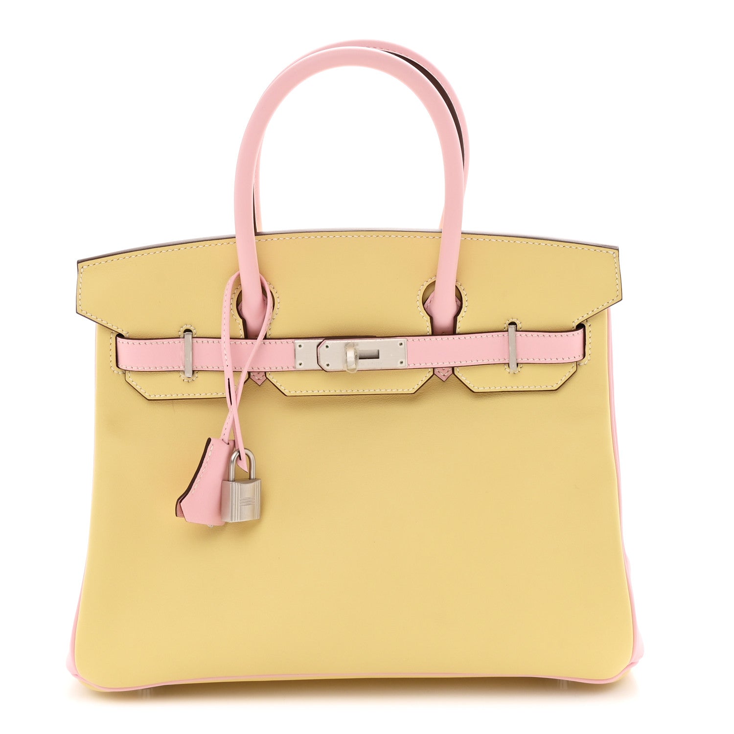 Swift Horseshoe Bi-Color Birkin 30 Jaune Poussin Rose Sakura