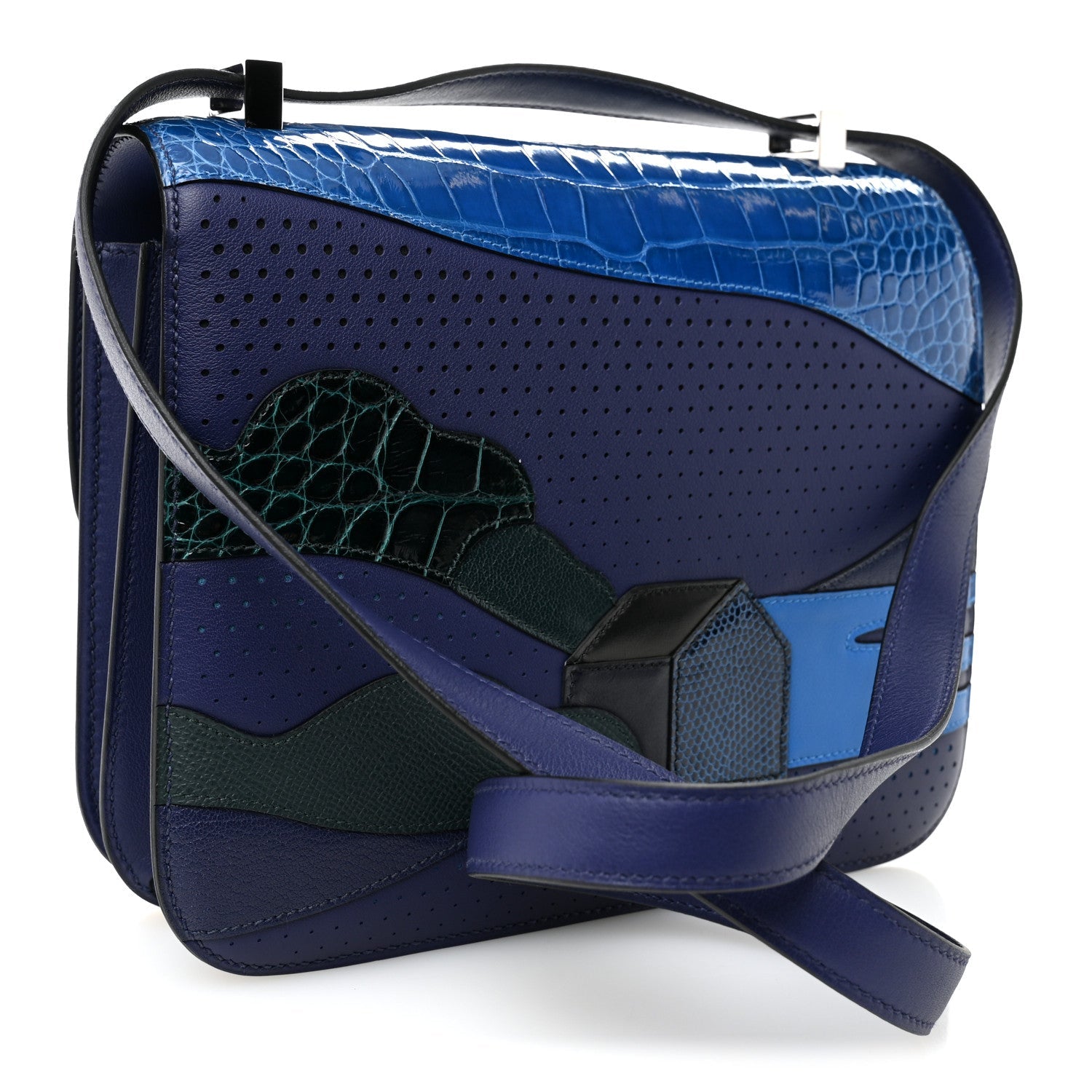 Shiny Alligator Swift Perforated Lizard Endless Road Constance 24 Bleu Zellige Bleu Encre Blue Nuit Vert Anglais