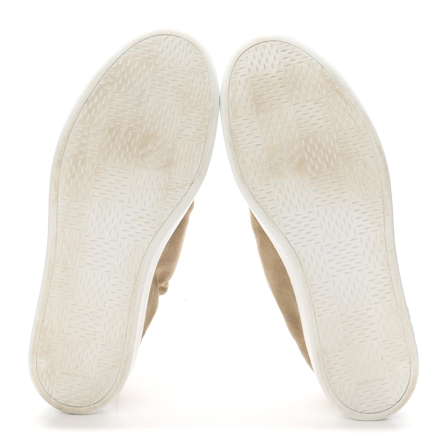 Suede Calfskin Mens LV Soft Sneakers 9 Beige