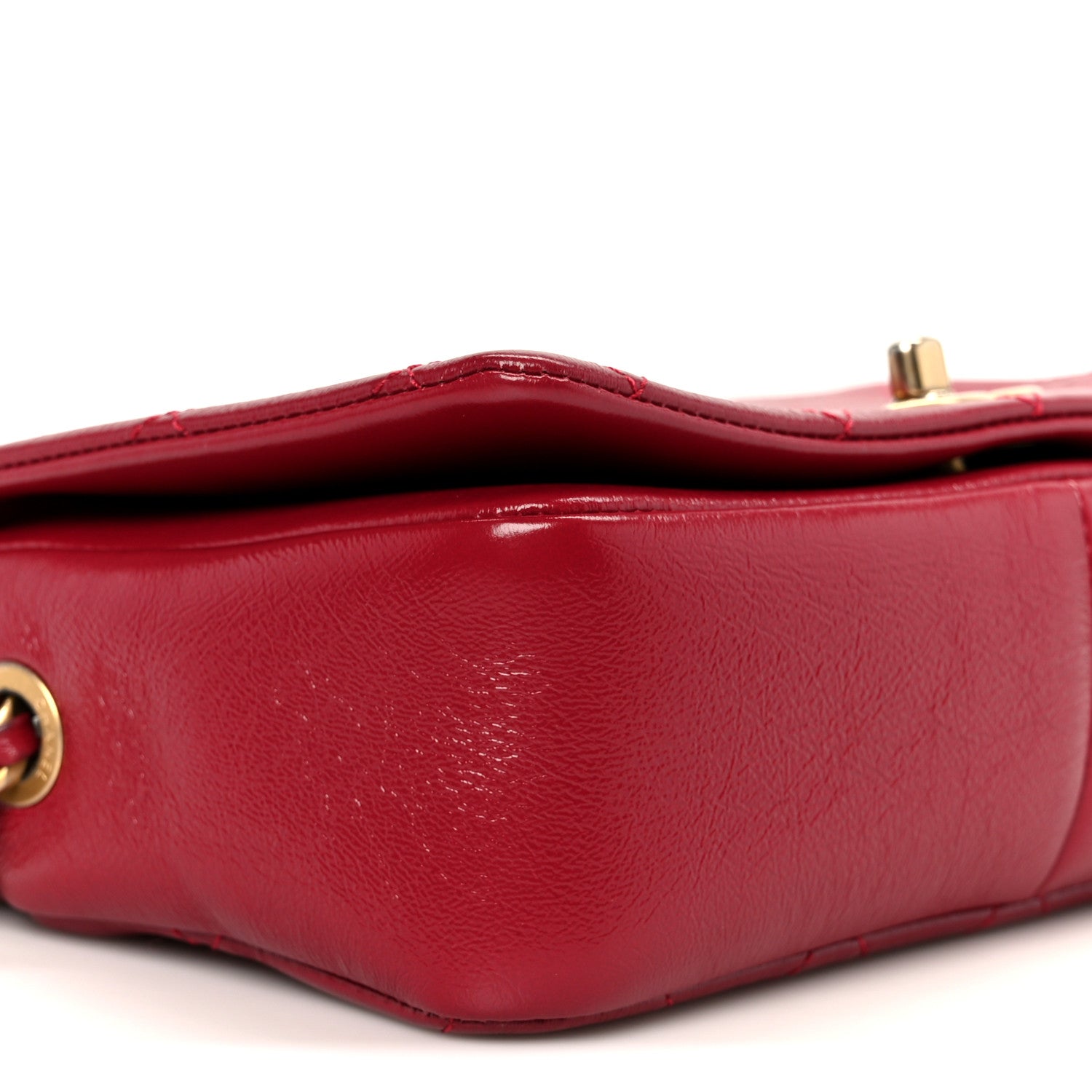 Shiny Lambskin Quilted Small Fashion Therapy Flap Bag Red