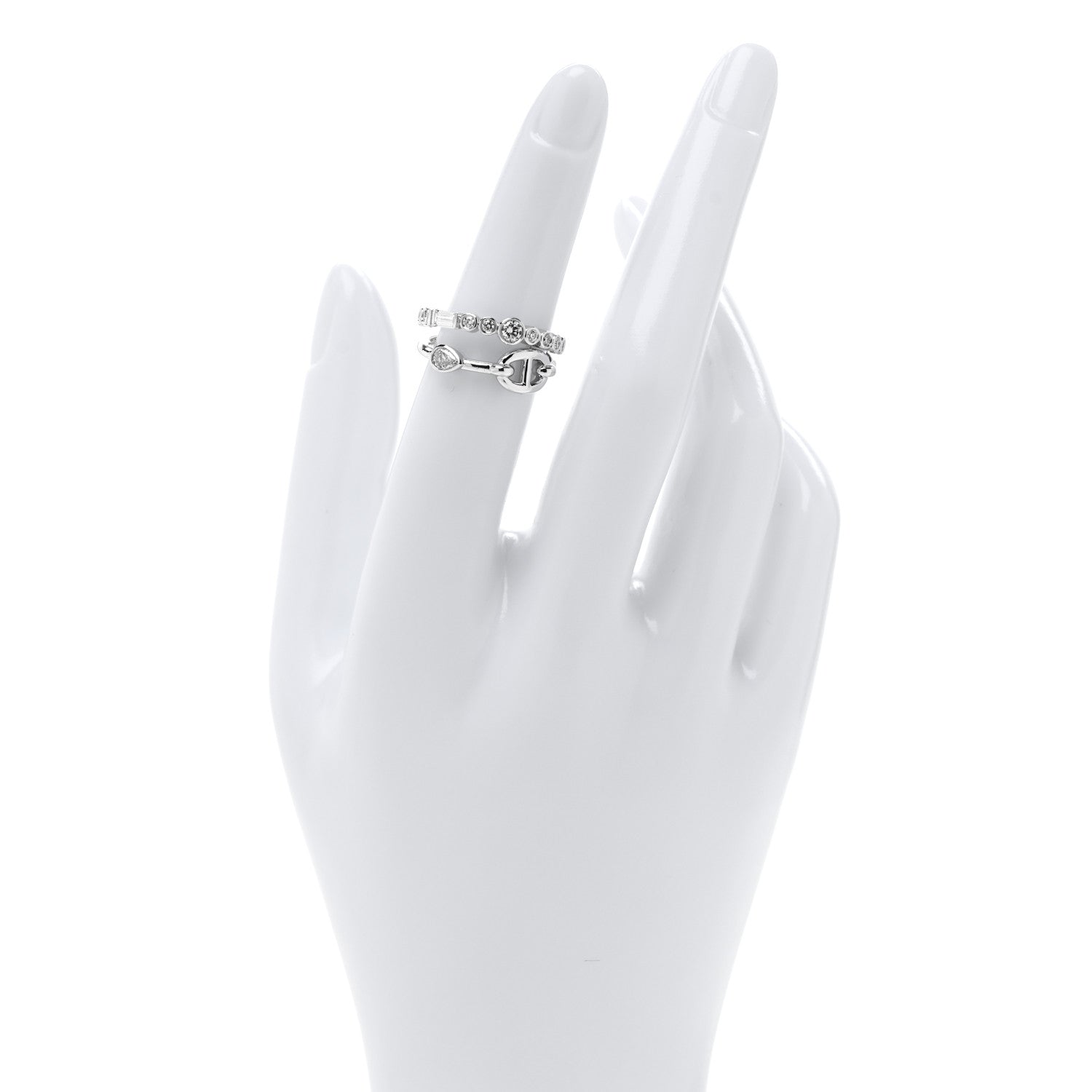 18K White Gold Diamond Chaine D'Ancre Fancy Chaos Ring 50 5.25