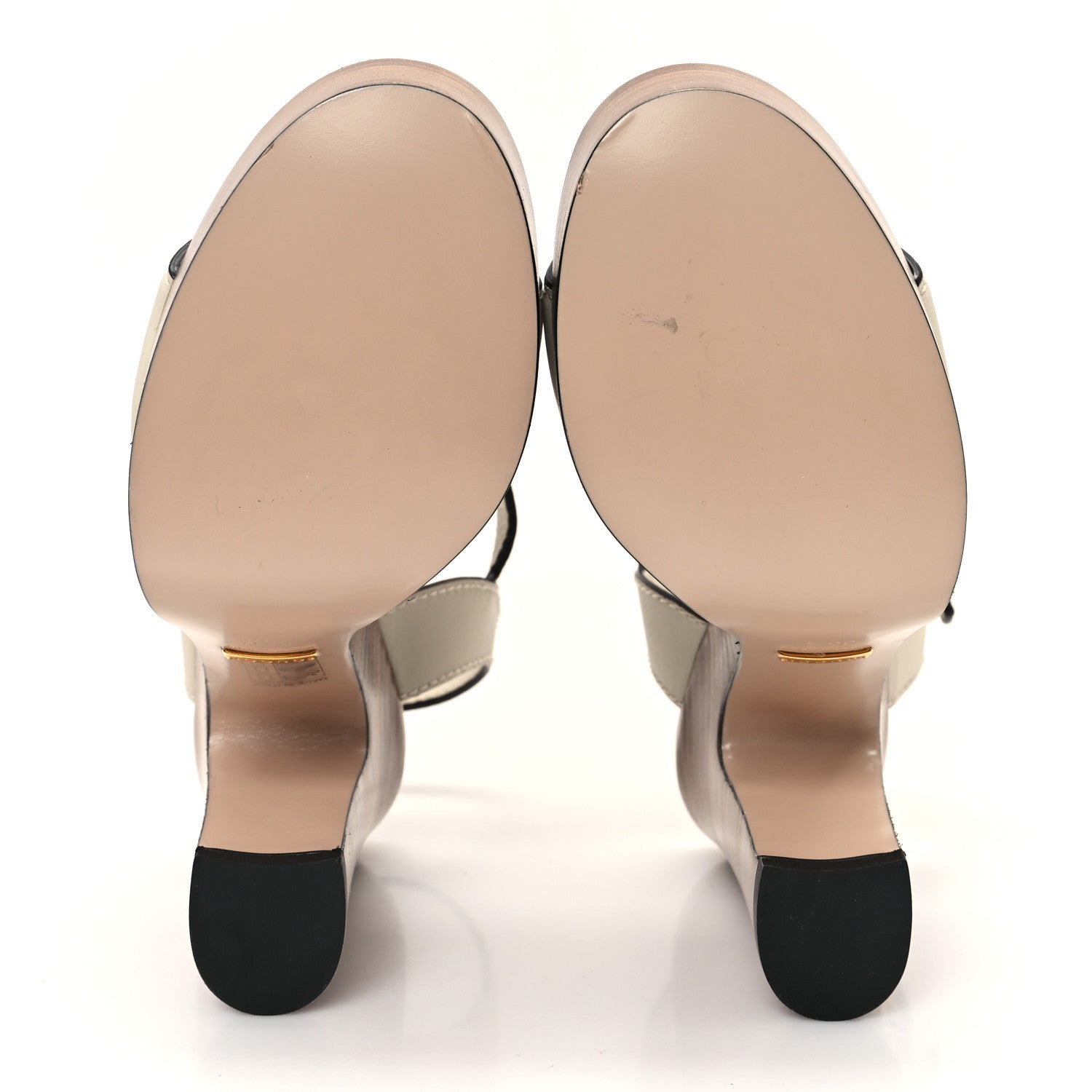 Cosmos Softy Calfskin Wooden Interlocking G Cut-Out 30/120mm Platform Sandals 36.5 Mystic White