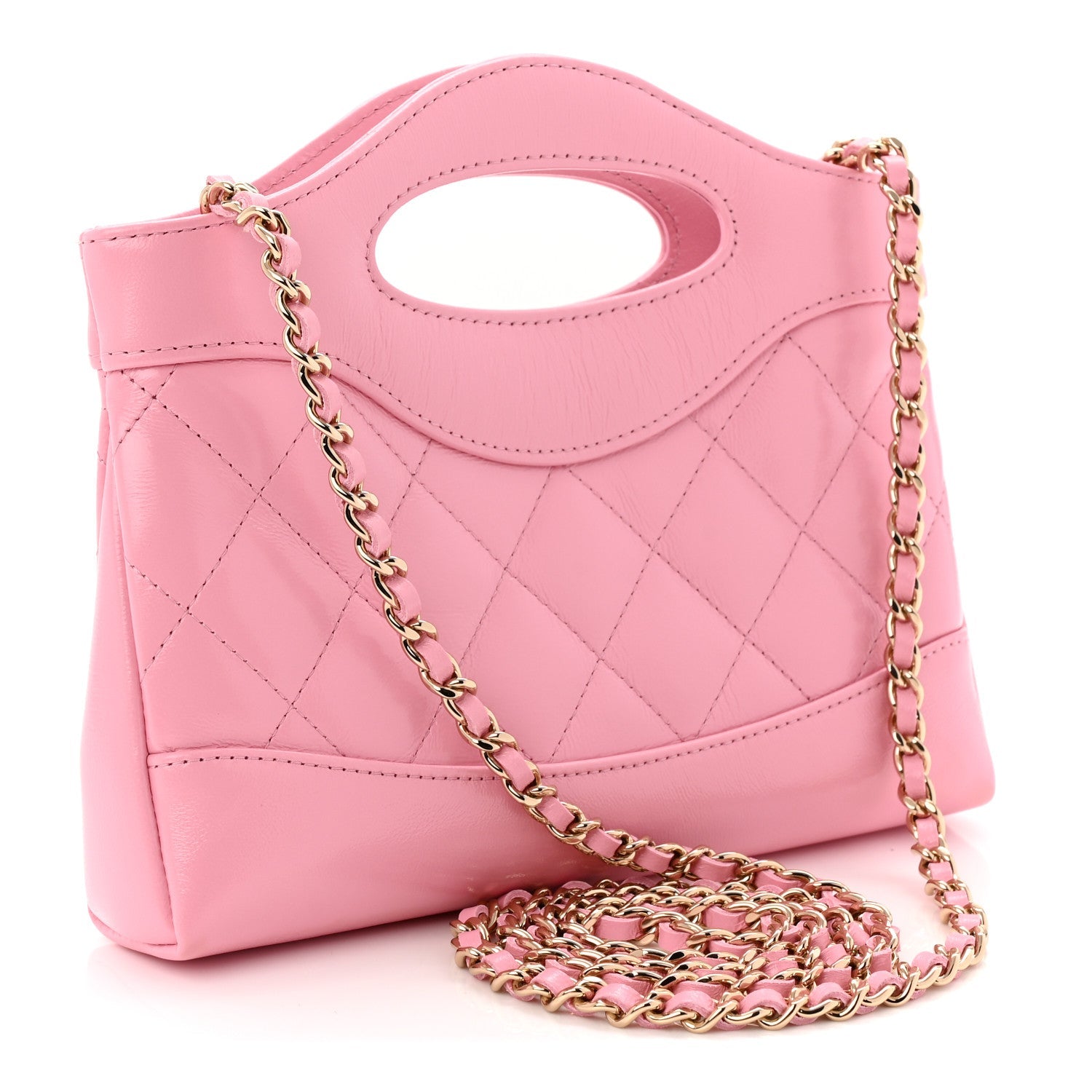 Shiny Lambskin Quilted Nano 31 Shopping Bag Pink