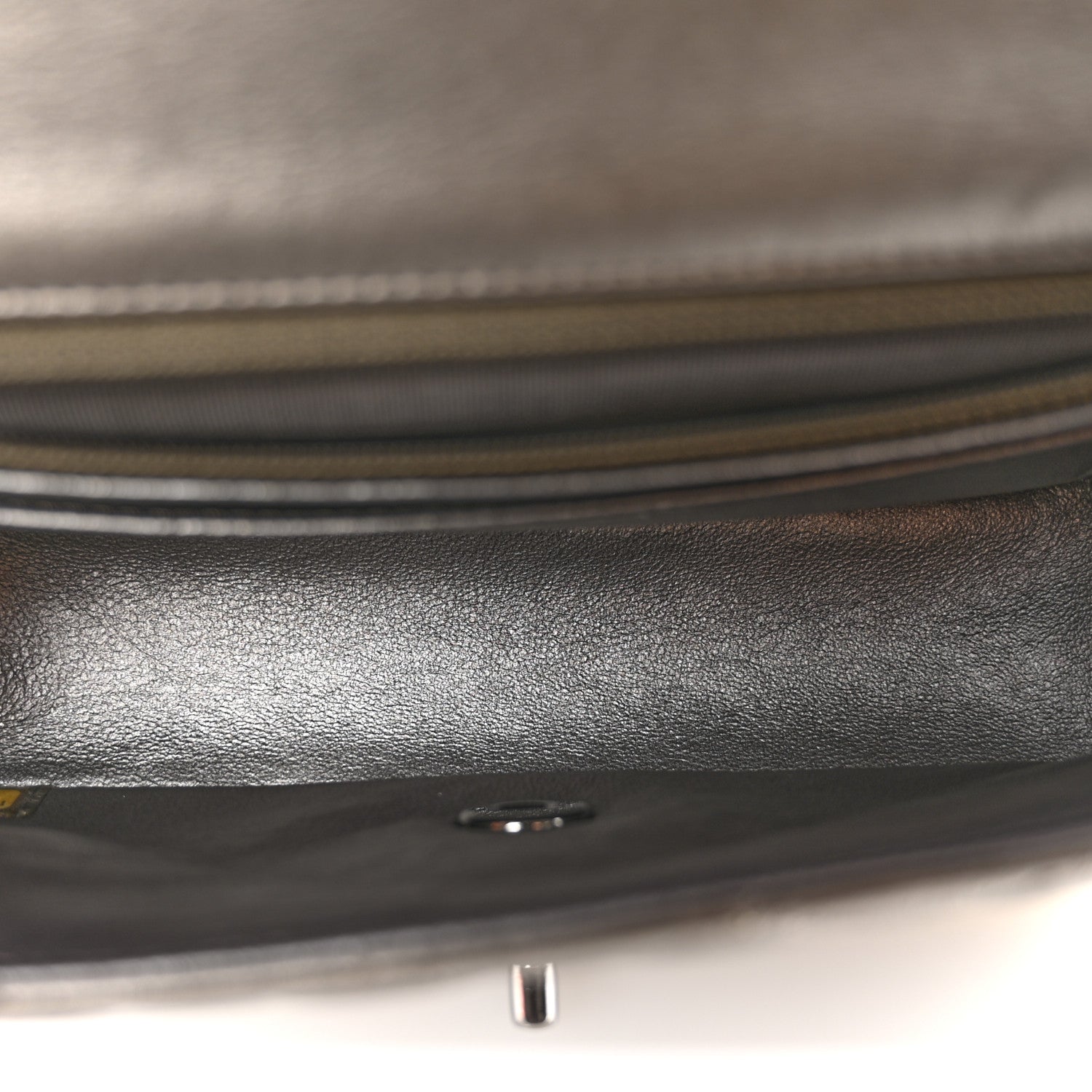 Metallic Lambskin Quilted Mini Rectangular Flap Ruthenium