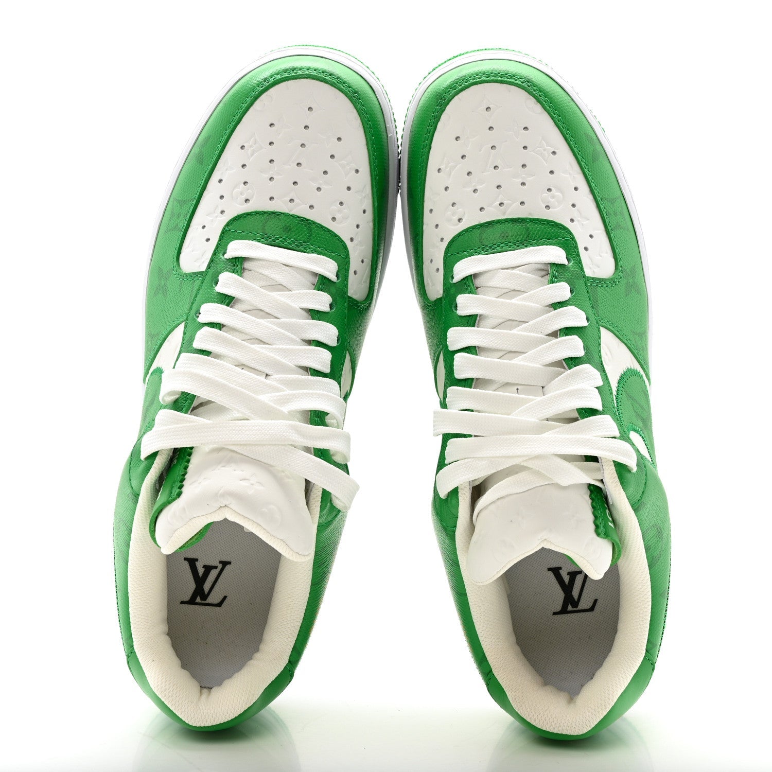 X NIKE AIR FORCE 1 Calfskin Monogram Mens Low Top Sneakers 8 Green