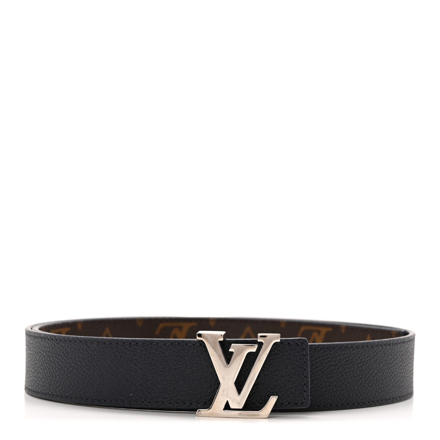 Calfskin Monogram 30mm LV Initiales Reversible Belt 80 32 Marine