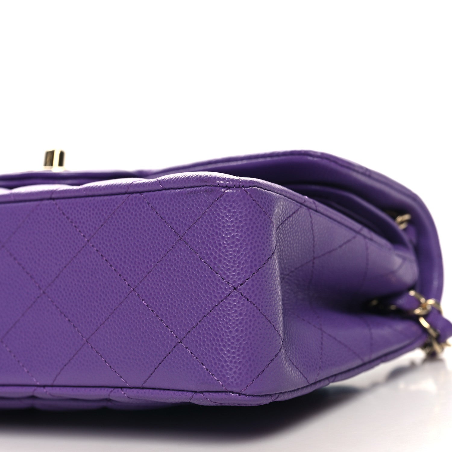 Caviar Quilted Small Double Flap Purple
