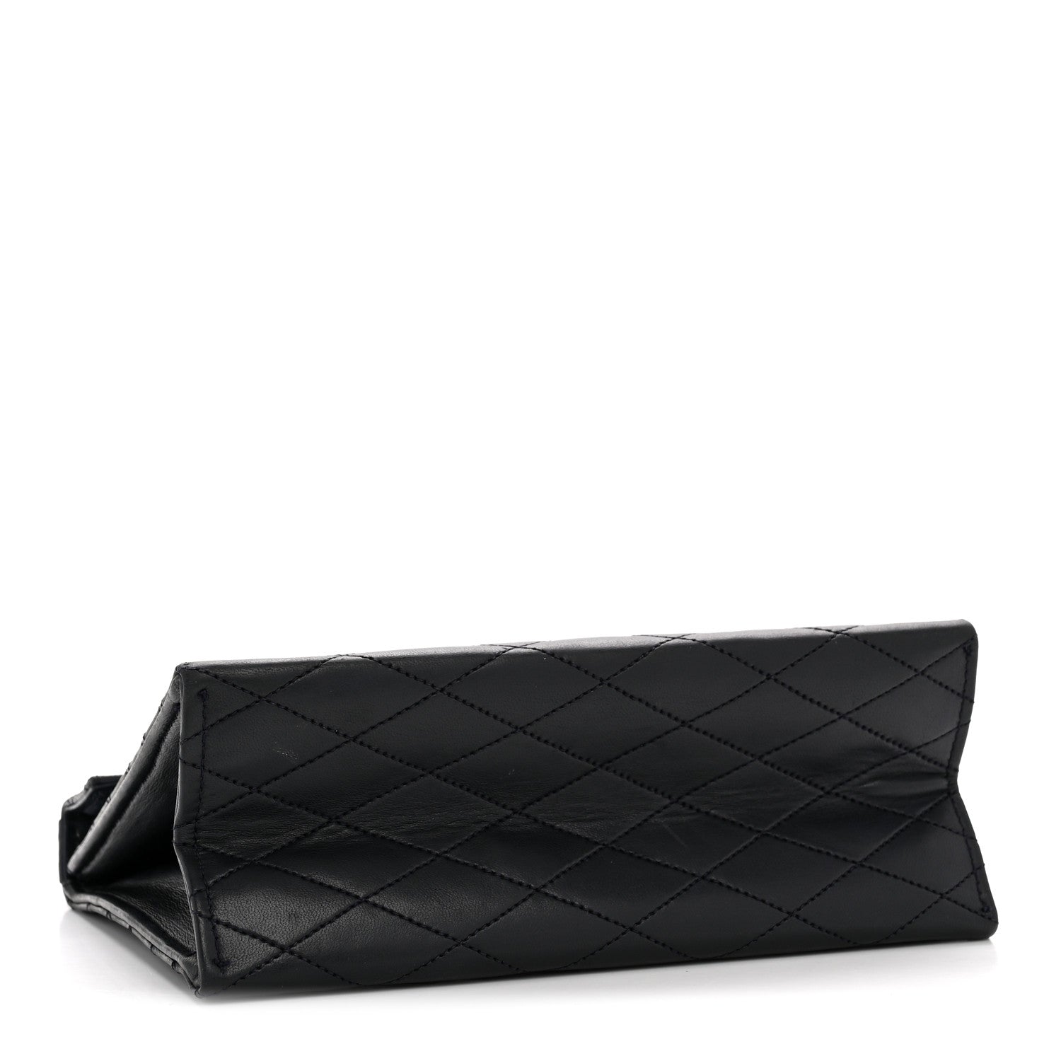 Lambskin Diamond Stitch Envelope Single Flap Black